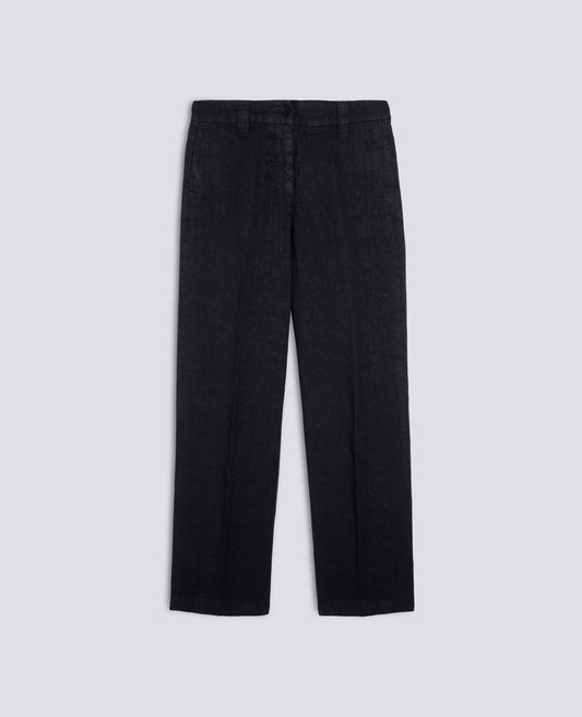 GARMENT-DYED COMPACT SLUB LINEN TROUSERS - BLU - ASPESI