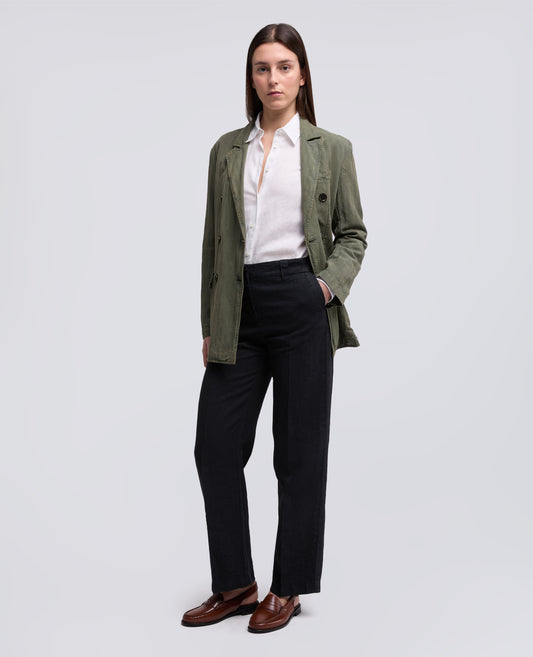 GARMENT-DYED COMPACT SLUB LINEN TROUSERS - BLU - ASPESI