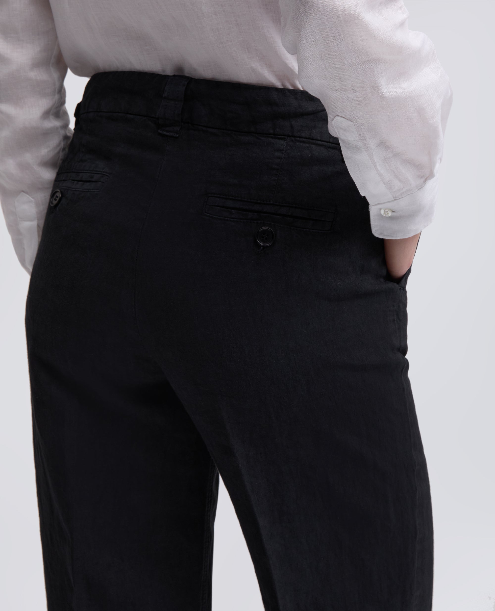 PANTALONE IN LINO FIAMMATO COMPATTO TINTO CAPO - BLU - ASPESI