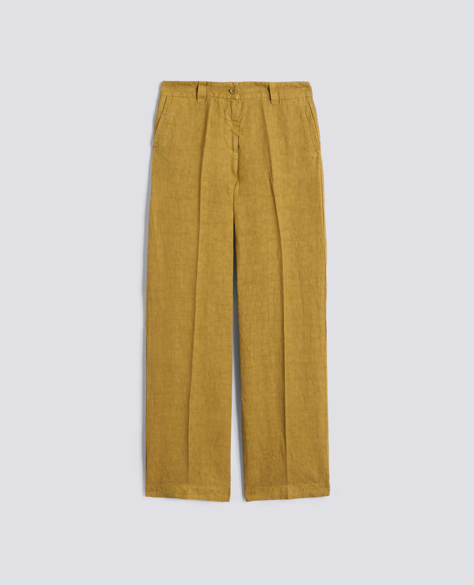 PANTALONE IN LINO FIAMMATO COMPATTO TINTO CAPO - GIALLO - ASPESI