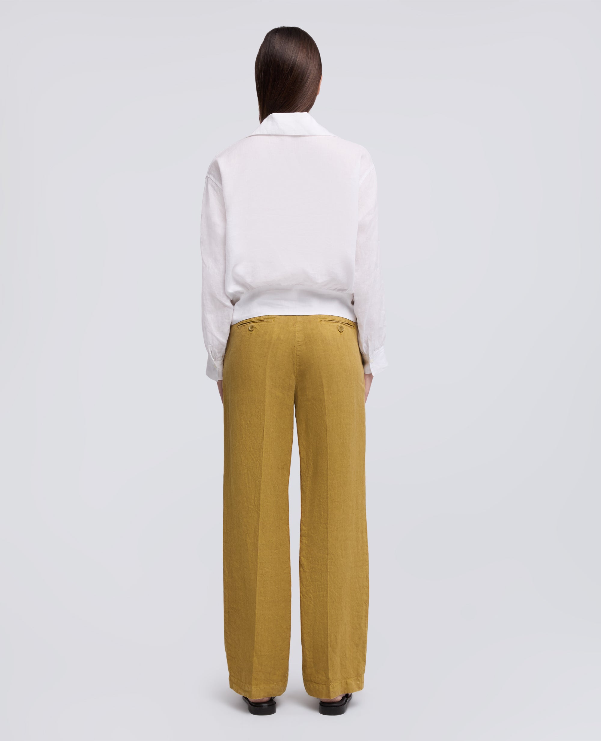 PANTALONE IN LINO FIAMMATO COMPATTO TINTO CAPO - GIALLO - ASPESI