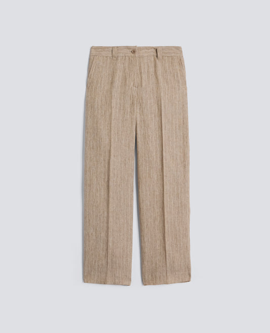 PANTALONE IN LINO TINTO FILO EFFETTO DELAVE' - BEIGE - ASPESI