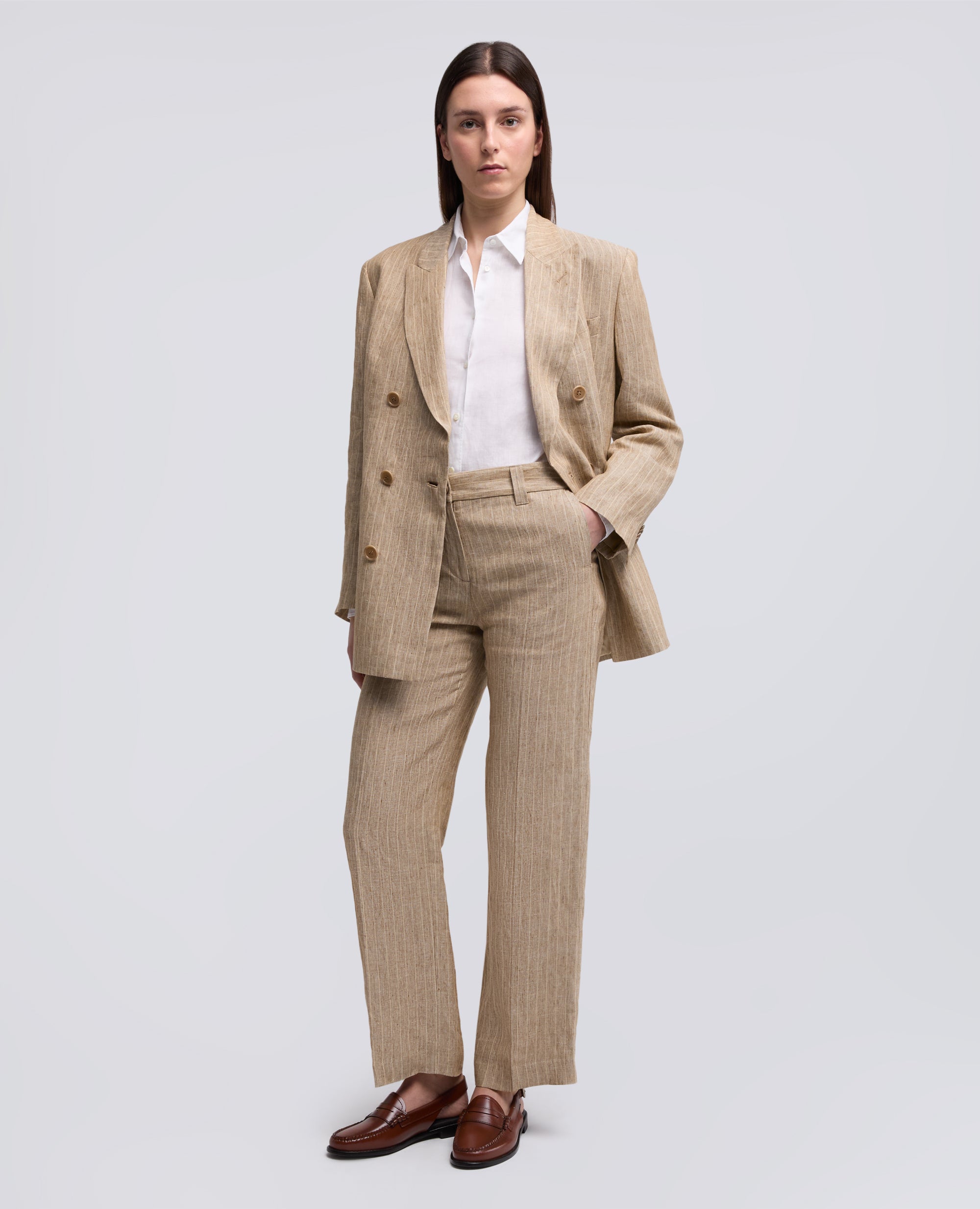 PANTALONE IN LINO TINTO FILO EFFETTO DELAVE' - BEIGE - ASPESI