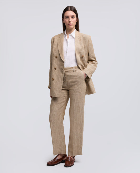 PANTALONE IN LINO TINTO FILO EFFETTO DELAVE' - BEIGE - ASPESI