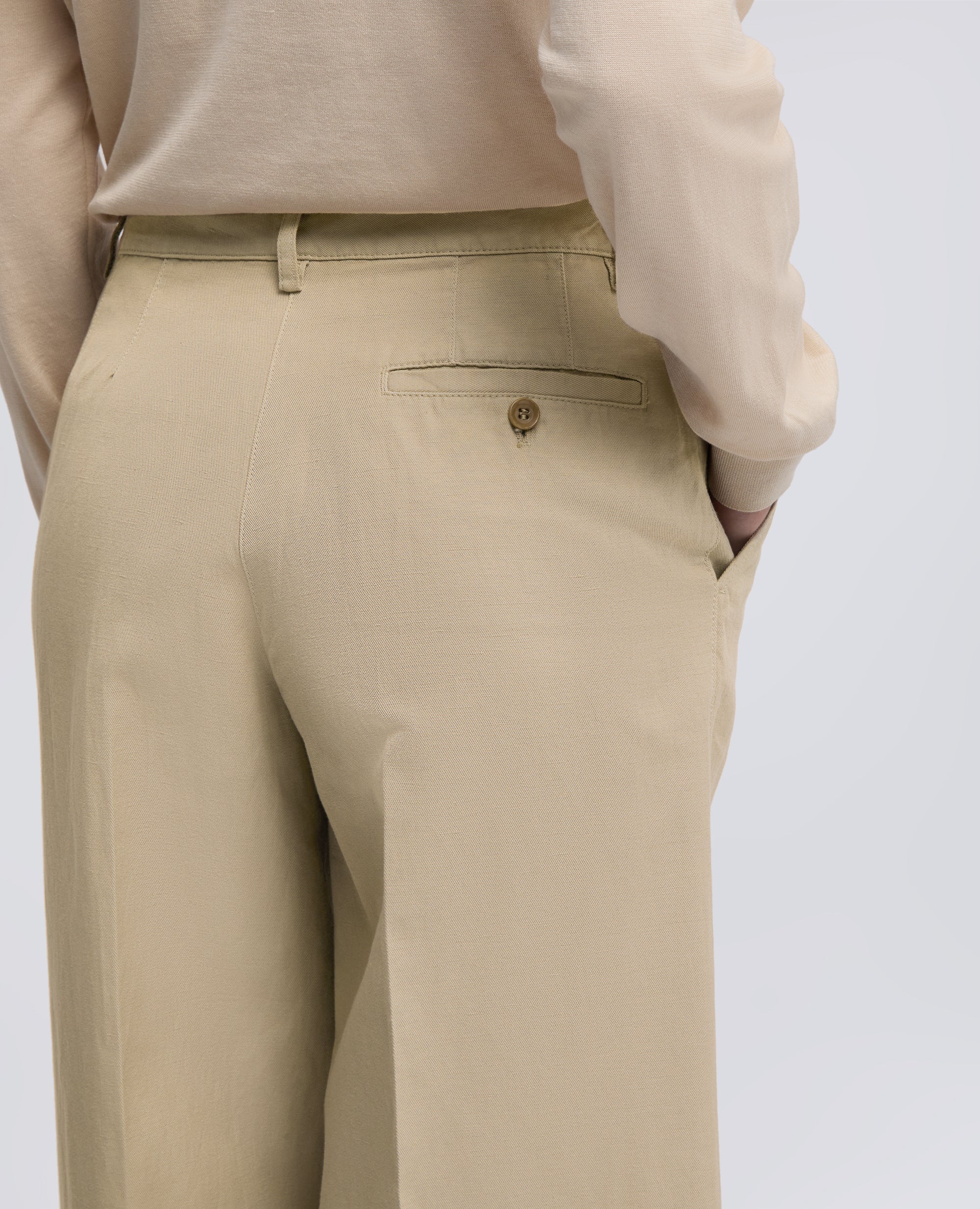 PANTALONE IN GABARDINA COTONE E LINO TINTO CAPO - BEIGE - ASPESI