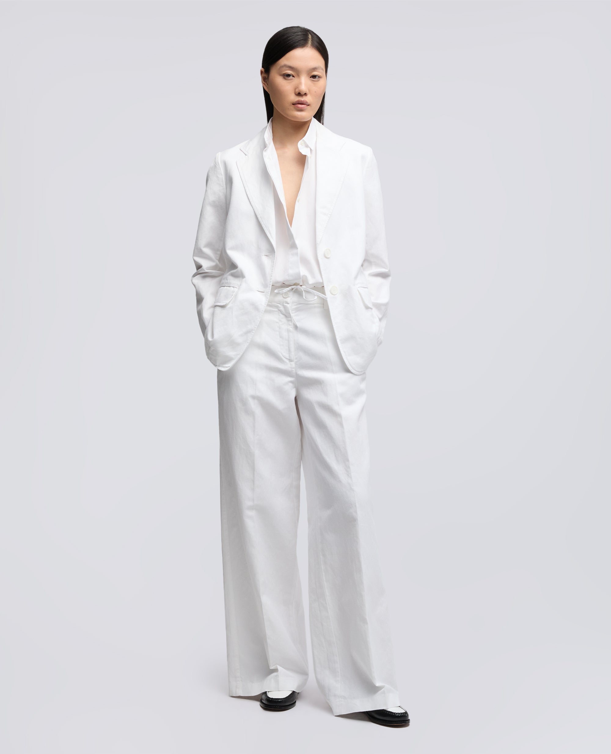 PANTALONE IN GABARDINA COTONE E LINO TINTO CAPO - BIANCO - ASPESI