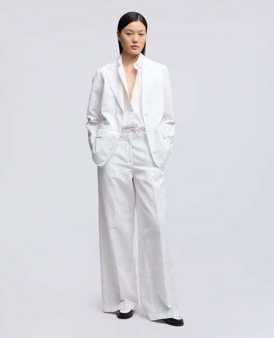 PANTALONE IN GABARDINA COTONE E LINO TINTO CAPO - BIANCO - ASPESI