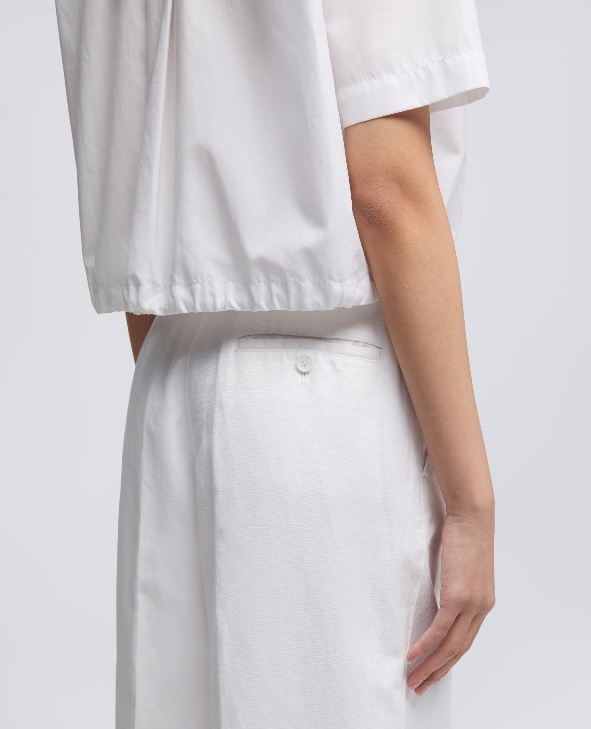 PANTALONE IN GABARDINA COTONE E LINO TINTO CAPO - BIANCO - ASPESI