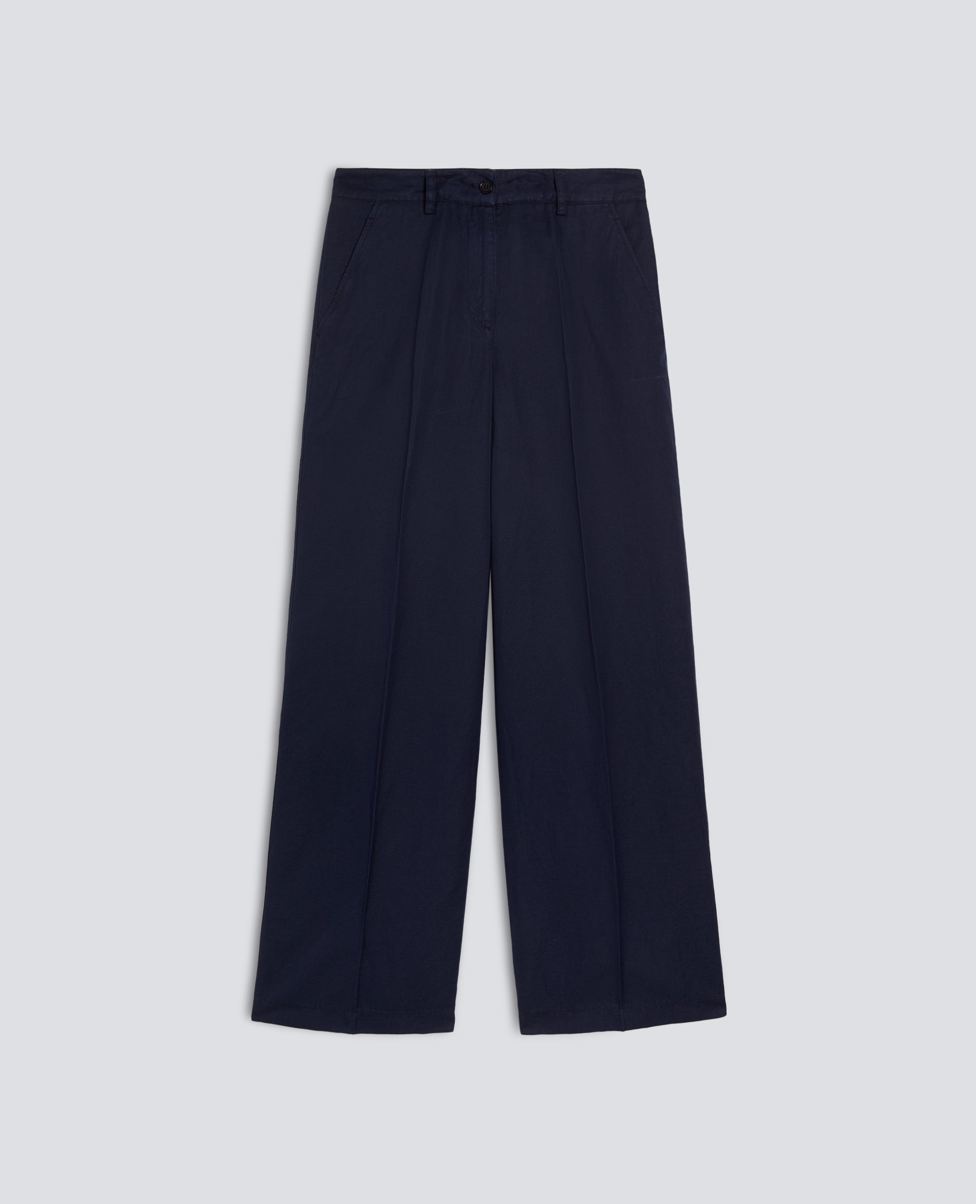 PANTALONE IN GABARDINA COTONE E LINO TINTO CAPO - BLU - ASPESI