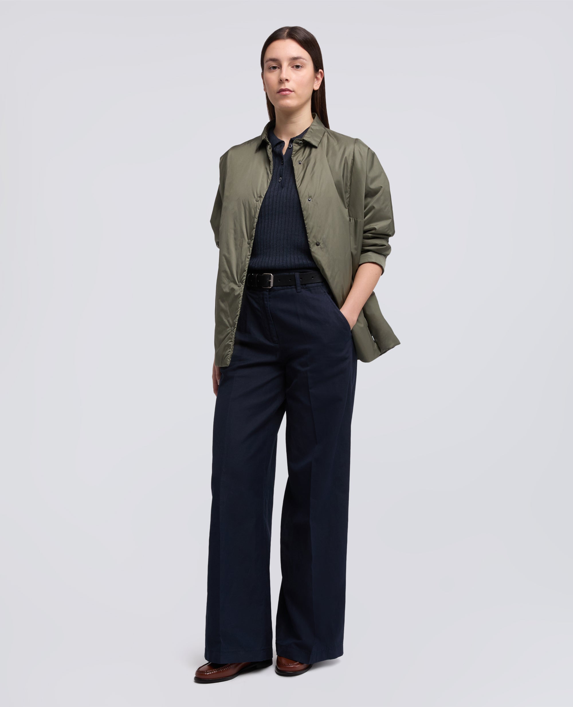 PANTALONE IN GABARDINA COTONE E LINO TINTO CAPO - BLU - ASPESI