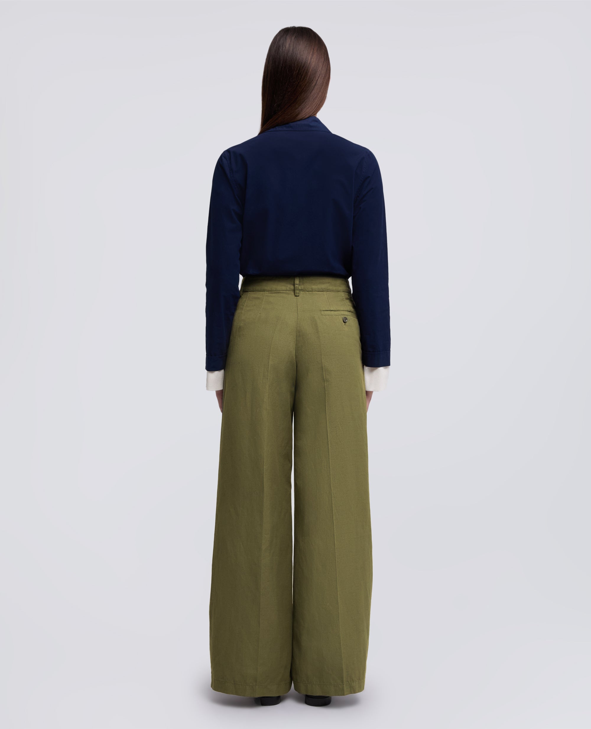 PANTALONE IN GABARDINA COTONE E LINO TINTO CAPO - VERDE - ASPESI