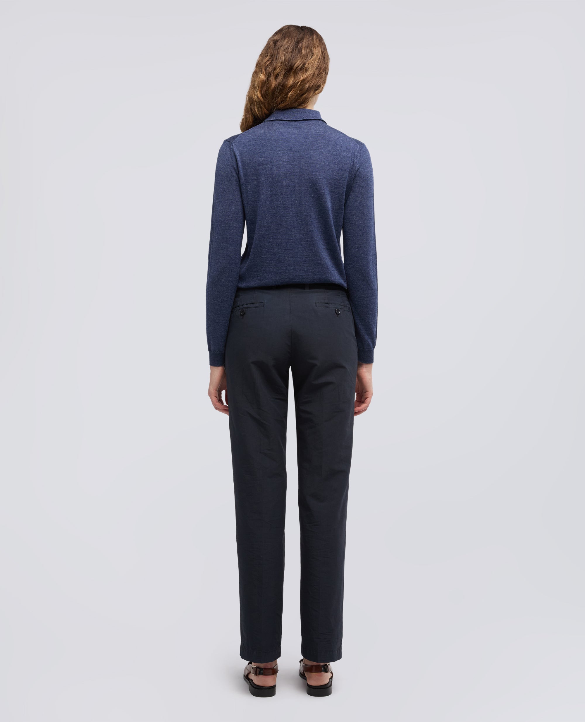 PANTALONE IN TELA FIAMMATA DI COTONE E LINO - BLU - ASPESI