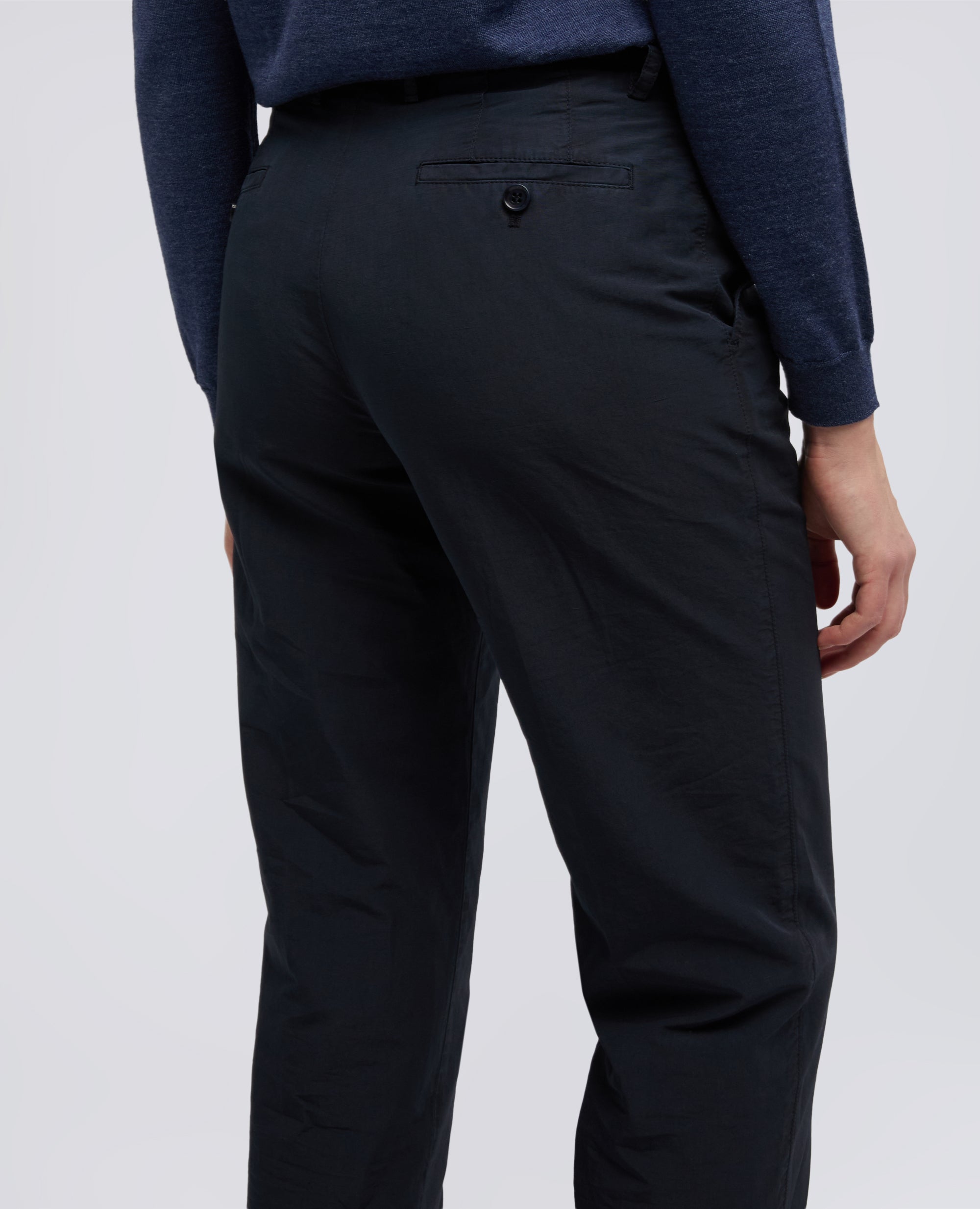 PANTALONE IN TELA FIAMMATA DI COTONE E LINO - BLU - ASPESI