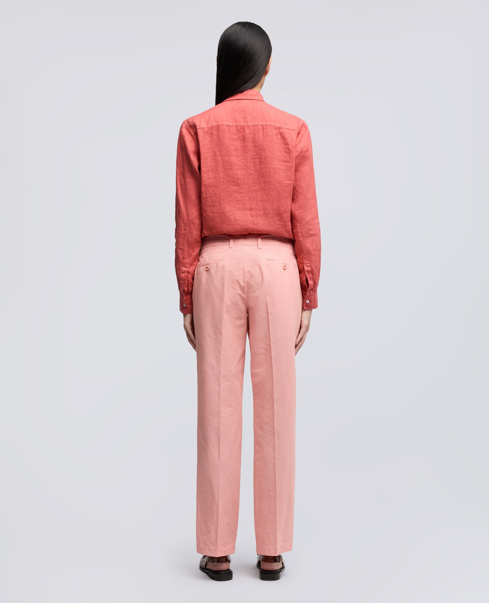 PANTALONE IN TELA FIAMMATA DI COTONE E LINO - ROSA - ASPESI