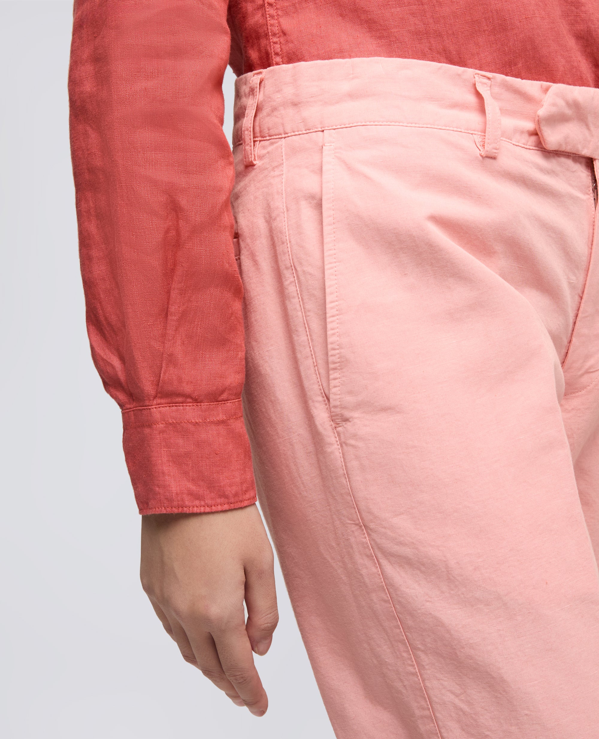 PANTALONE IN TELA FIAMMATA DI COTONE E LINO - ROSA - ASPESI