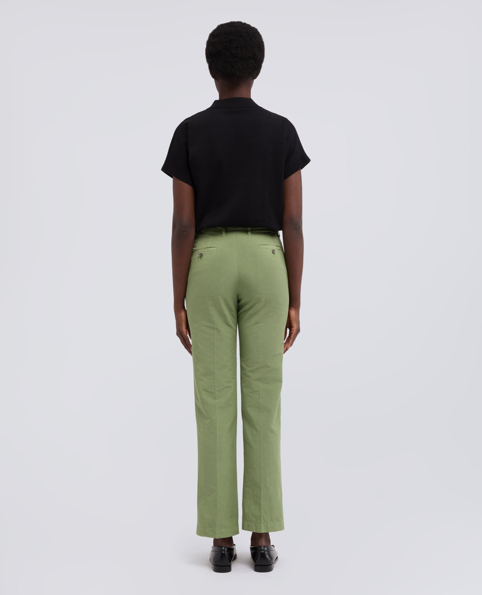 PANTALONE IN TELA FIAMMATA DI COTONE E LINO - VERDE - ASPESI