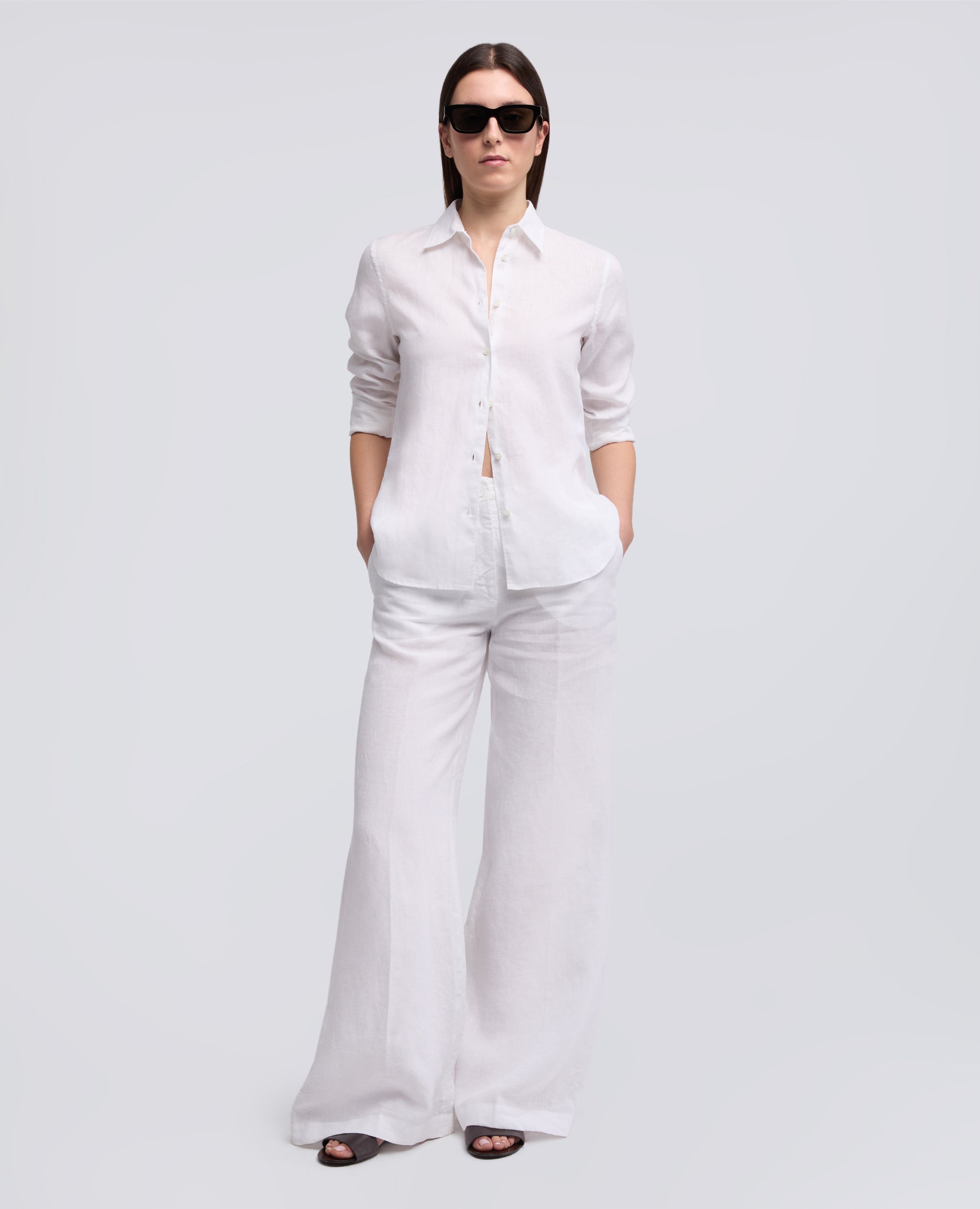PANTALONE IN TELA DI LINO - BIANCO - ASPESI