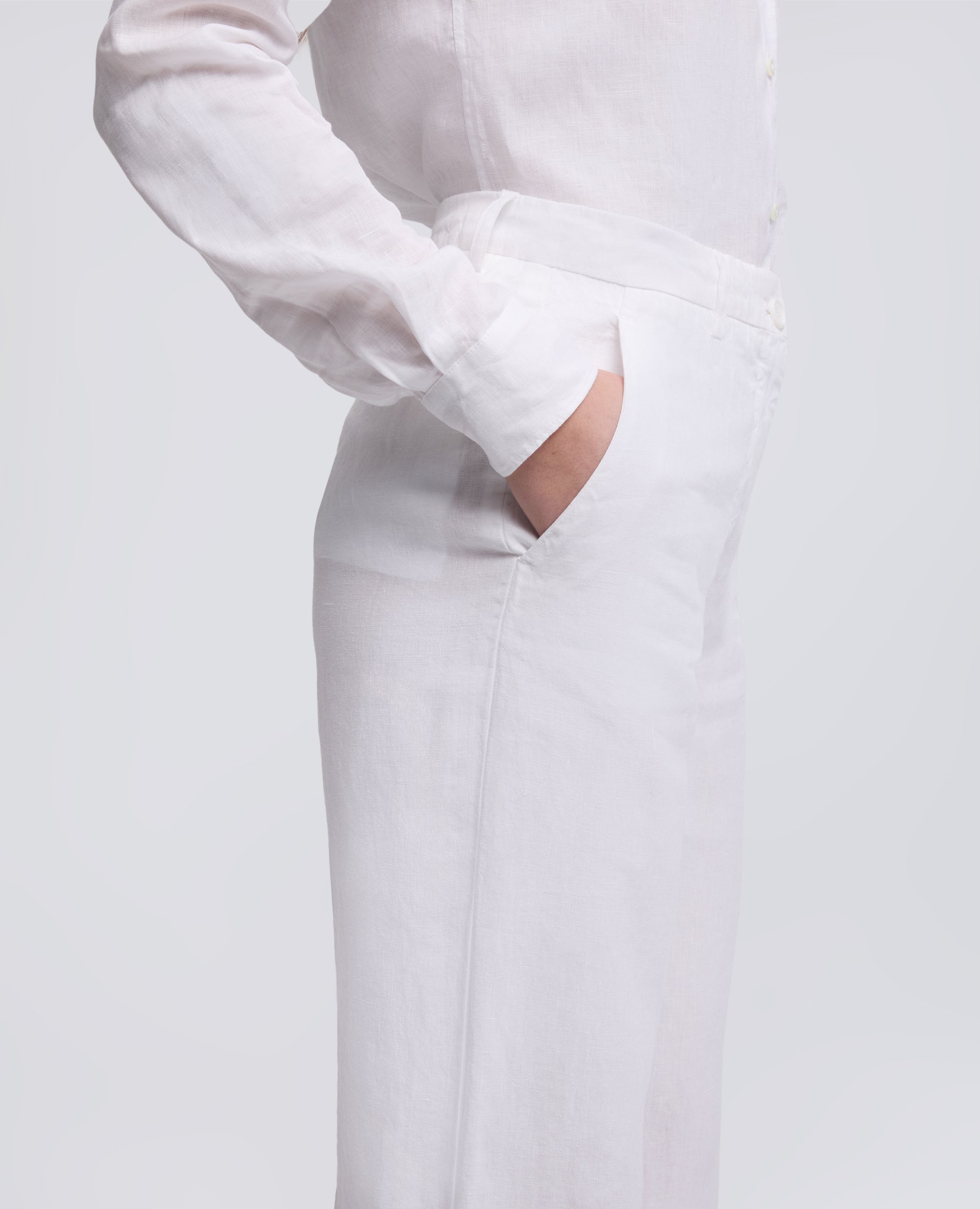 PANTALONE IN TELA DI LINO - BIANCO - ASPESI