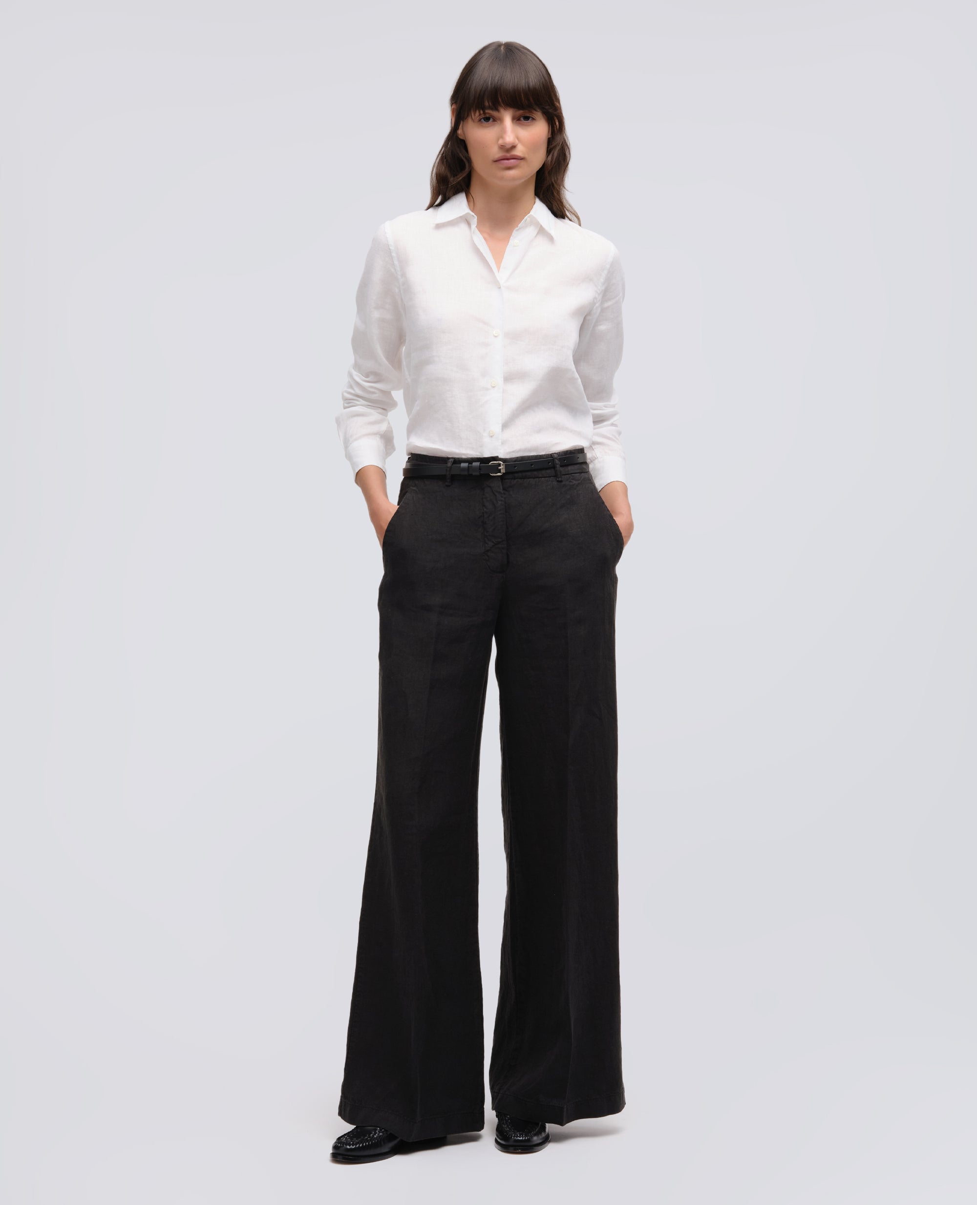 PANTALONE IN TELA DI LINO - NERO - ASPESI