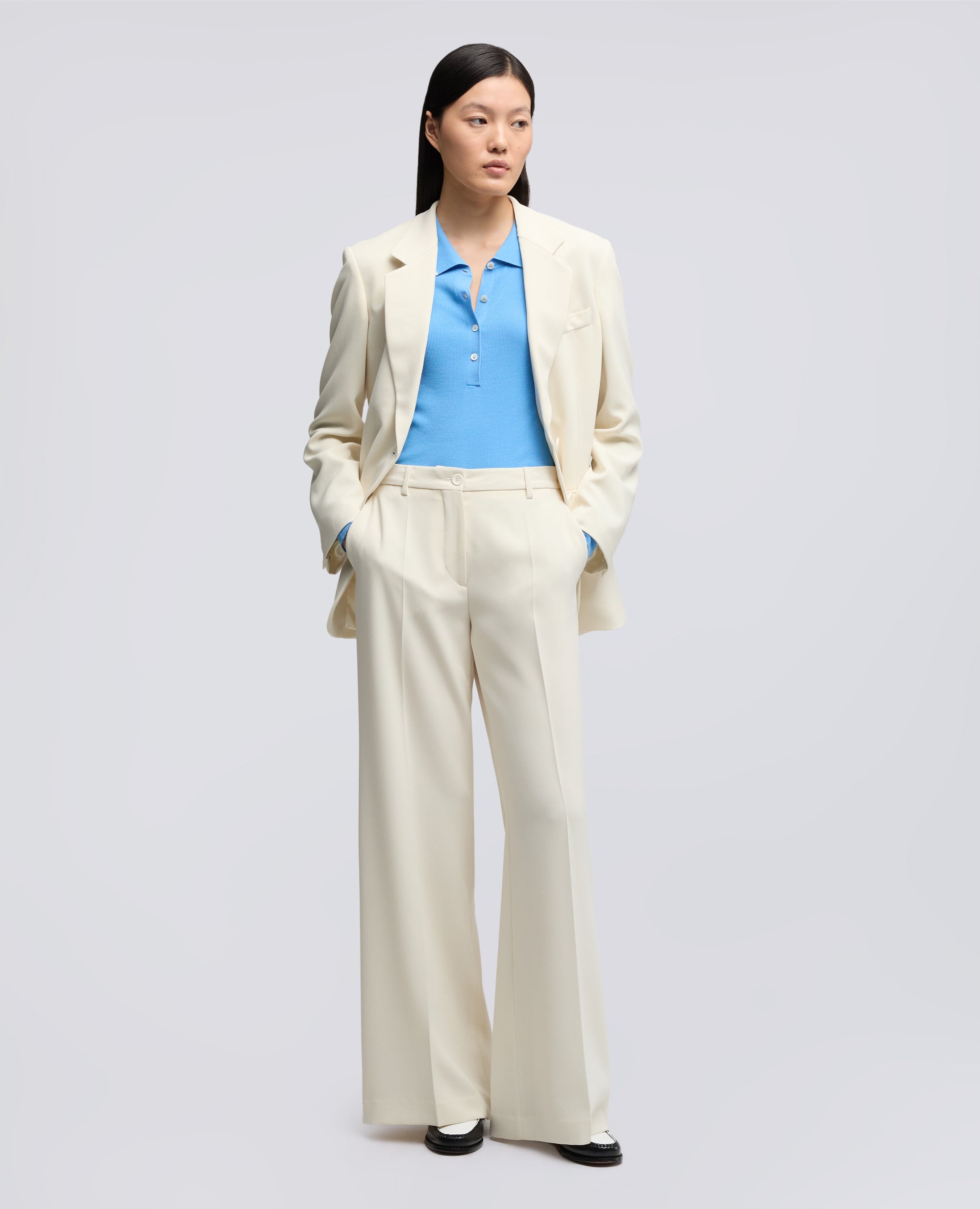 PANTALONE IN CADY CREPE IN TRIACETATO E POLIESTERE - NATURALE - ASPESI