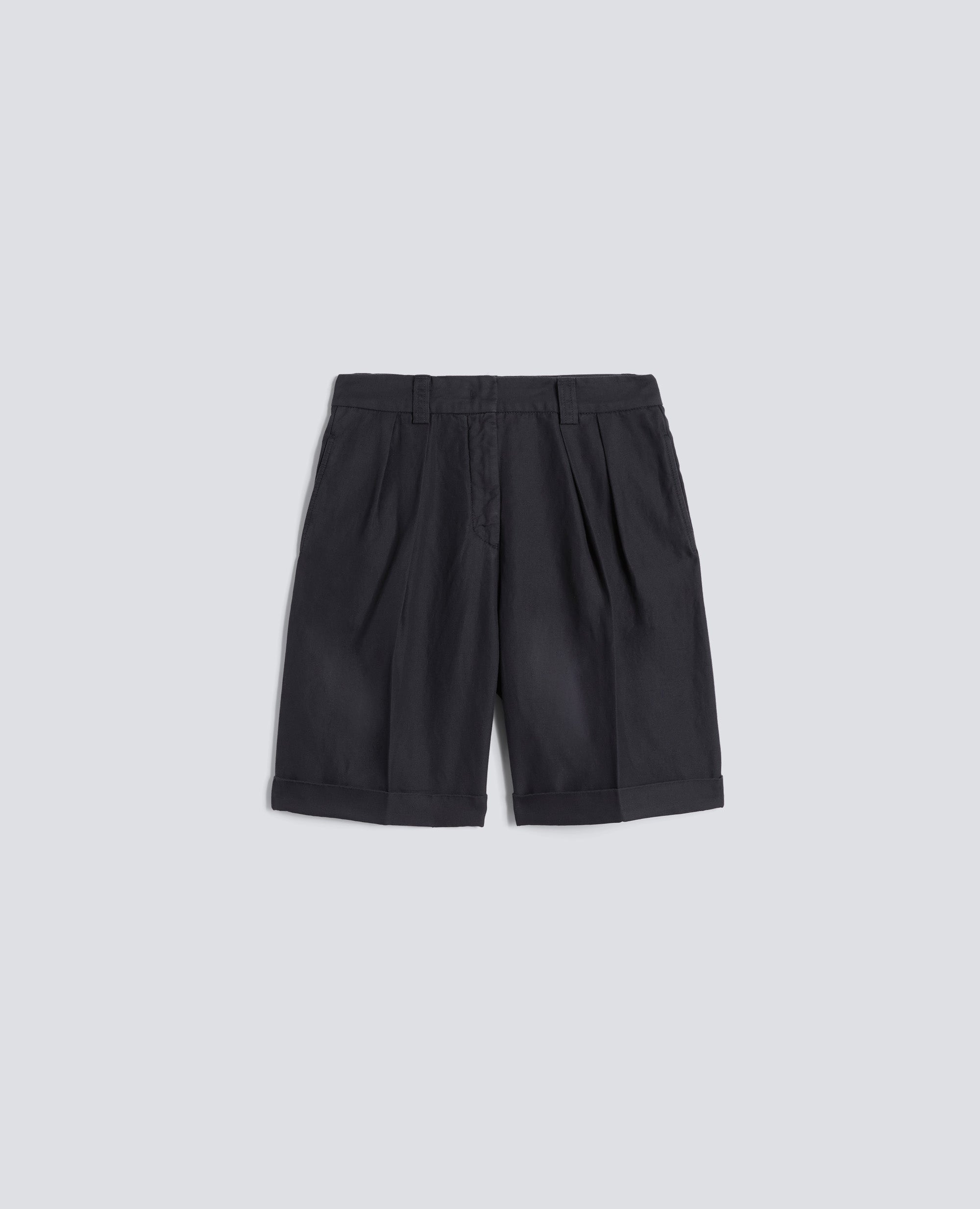 BERMUDA IN GABARDINE IN COTONE E LINO FIAMMATO TINTO CAPO - BLU - ASPESI