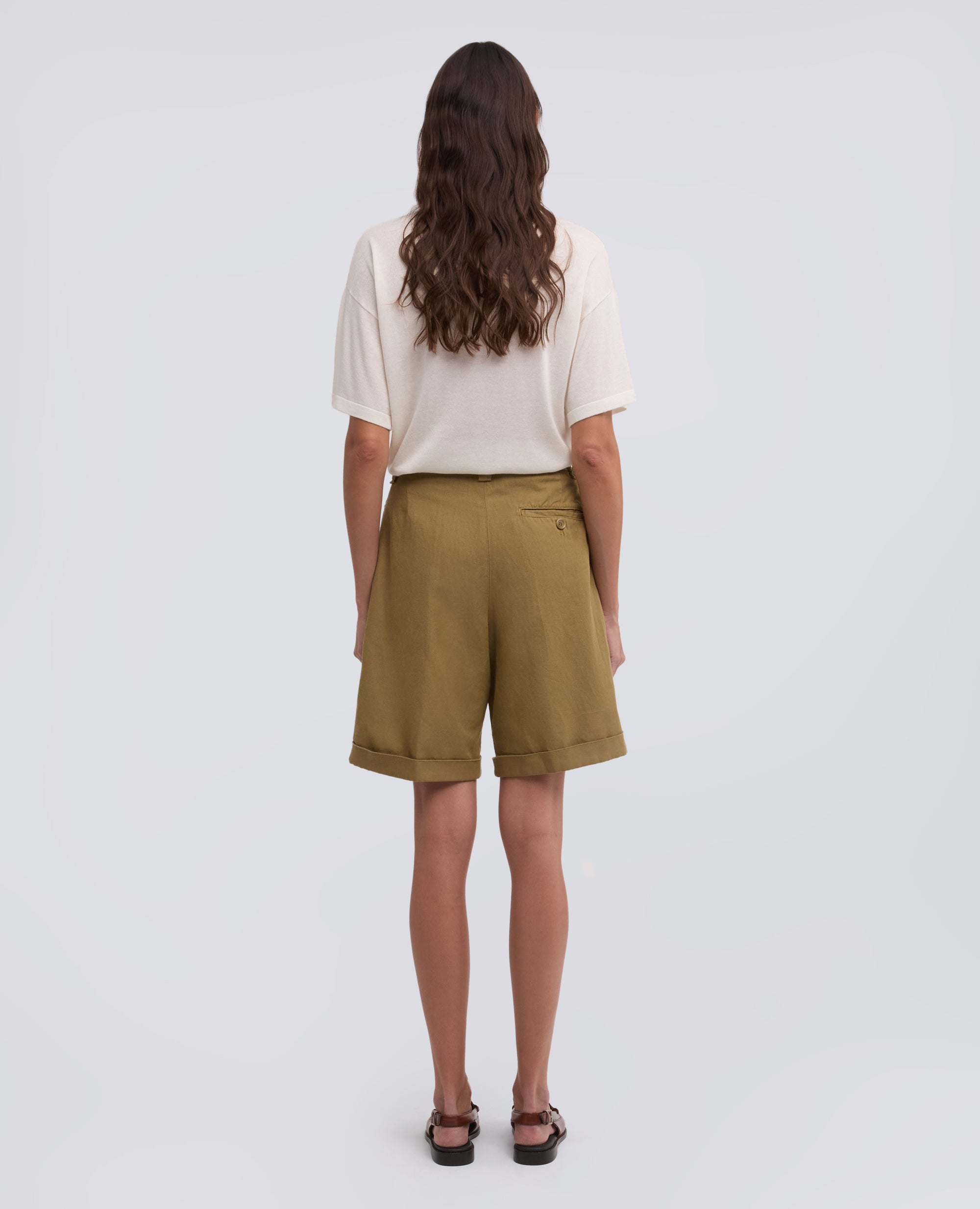 BERMUDA IN GABARDINE IN COTONE E LINO FIAMMATO TINTO CAPO - BEIGE - ASPESI