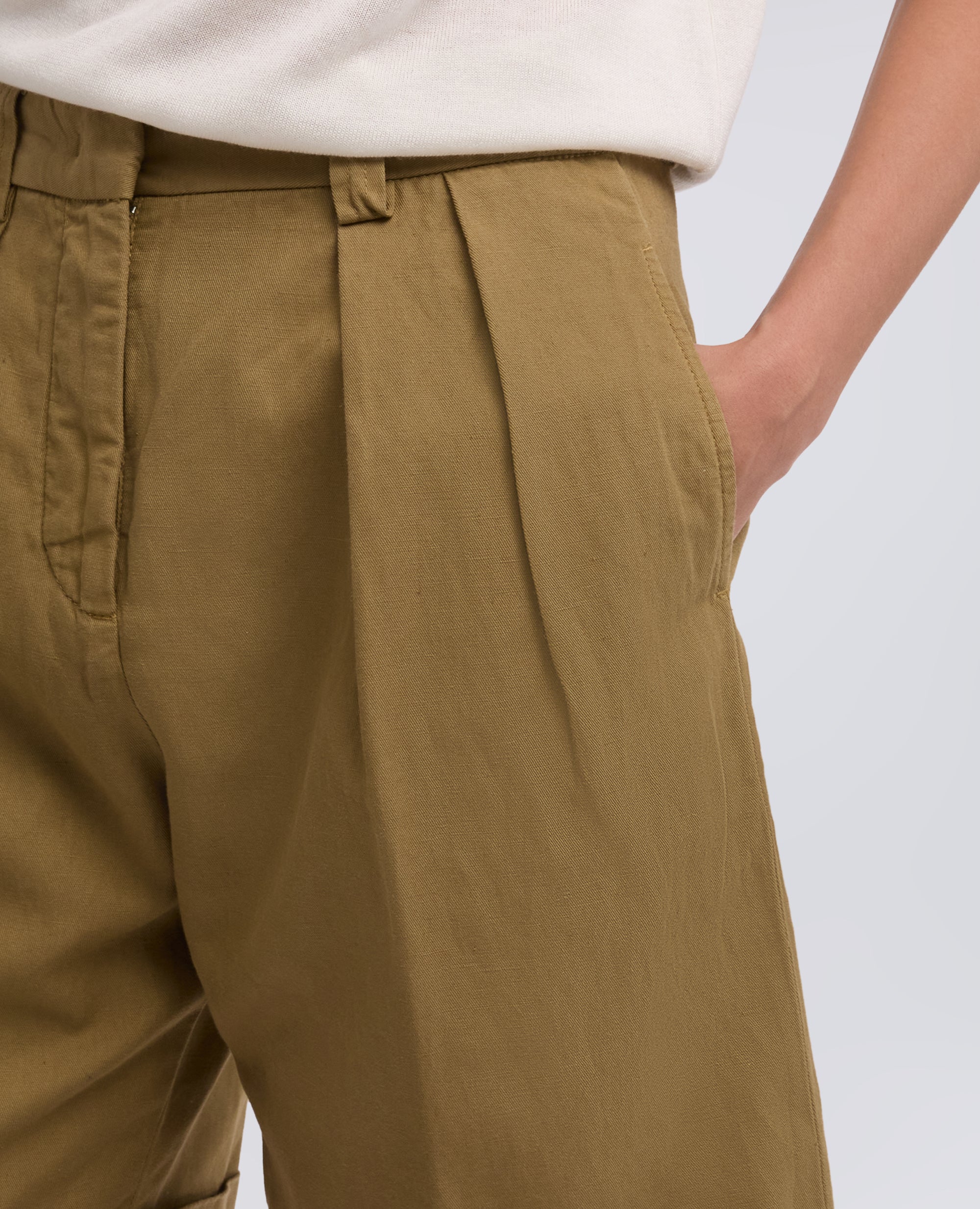 BERMUDA IN GABARDINE IN COTONE E LINO FIAMMATO TINTO CAPO - BEIGE - ASPESI