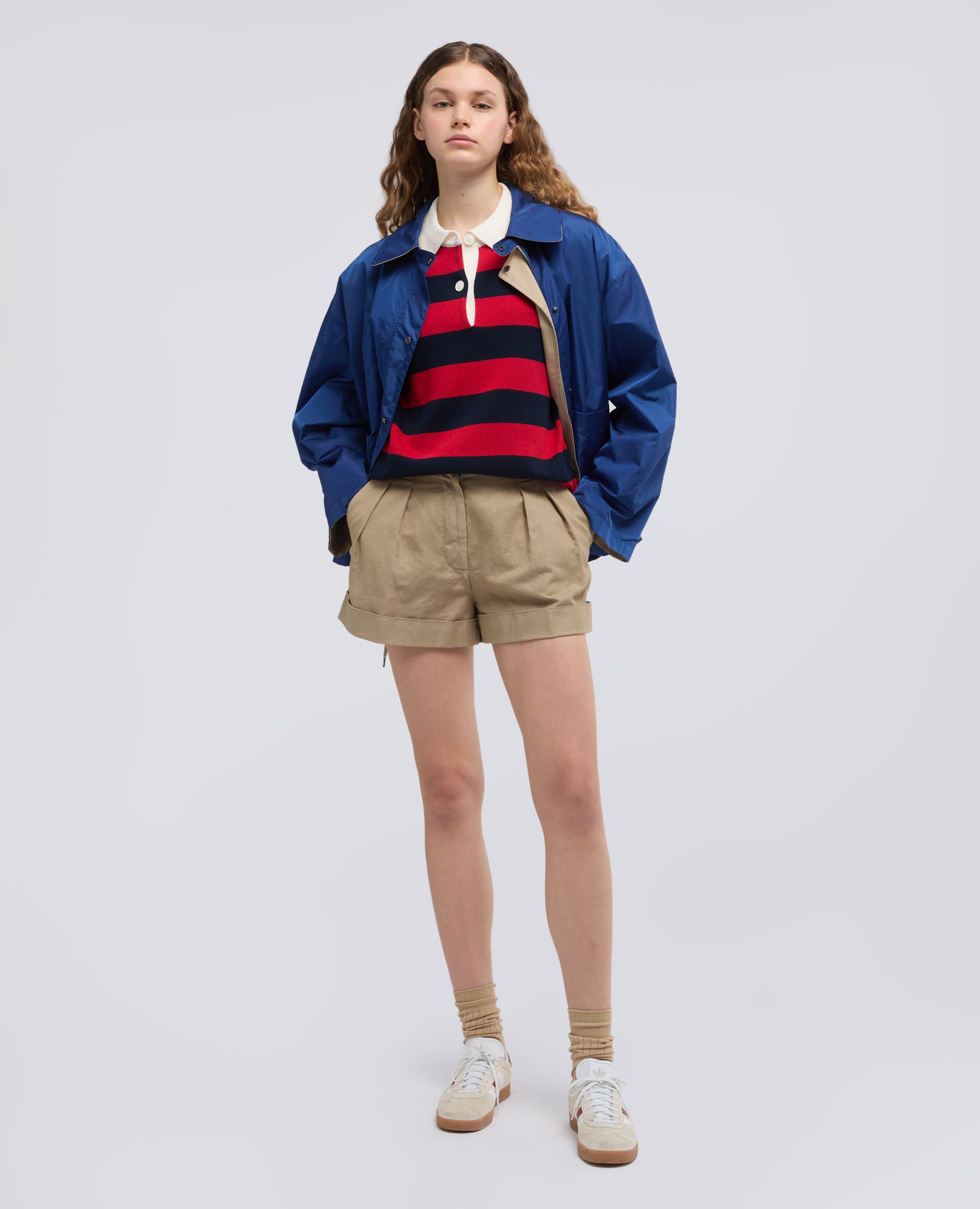 SHORTS GABARDINE EN COTON ET LIN TEINTS ALA MAIN - BEIGE - ASPESI
