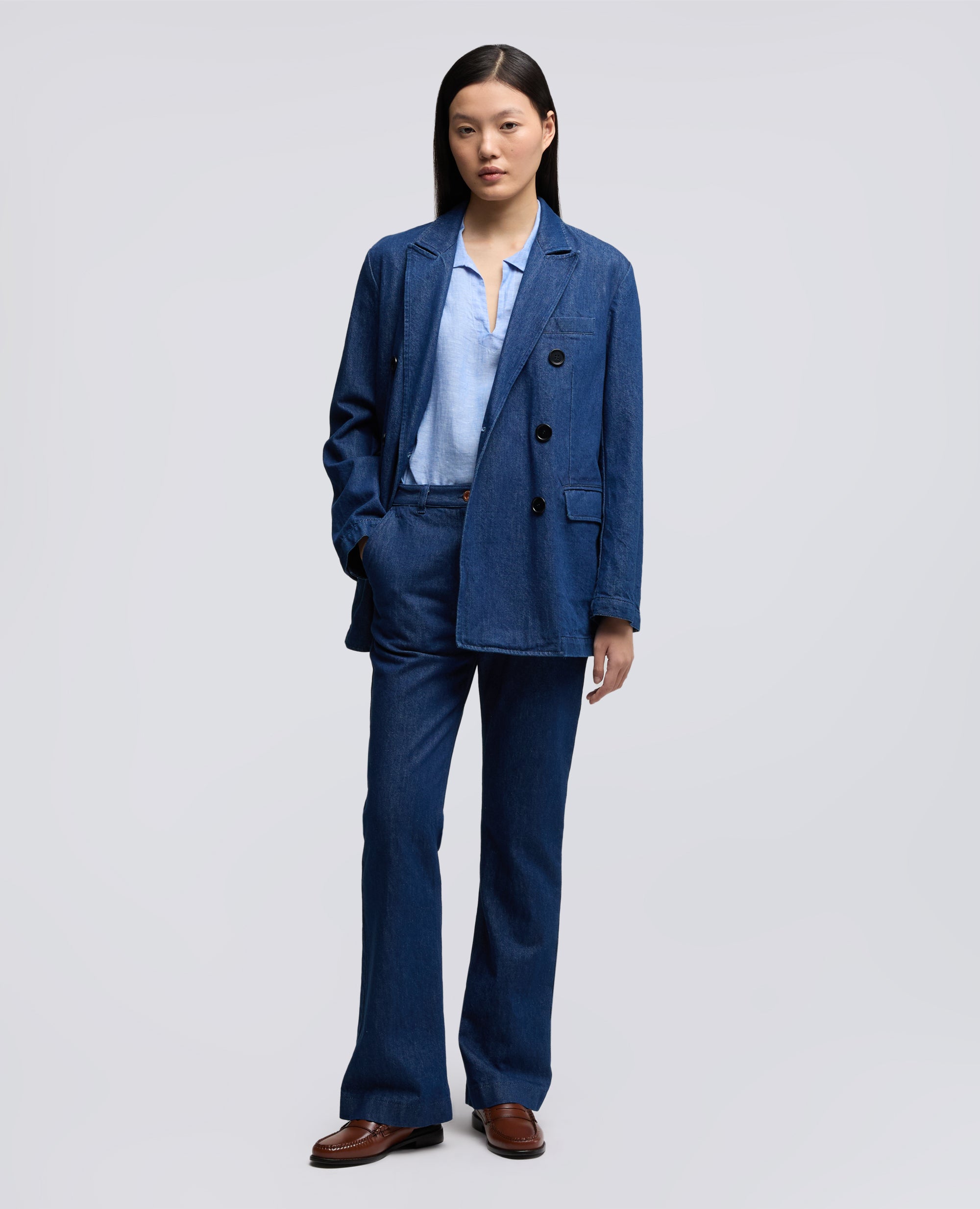 BLAZER IN DENIM  TWILL DI COTONE E LYOCELL - BLU - ASPESI