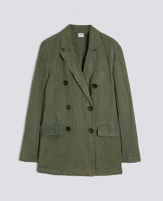 BLAZER IN HERRINGBONE LYOCELL, LINO E COTONE TINTO CAPO - VERDE - ASPESI