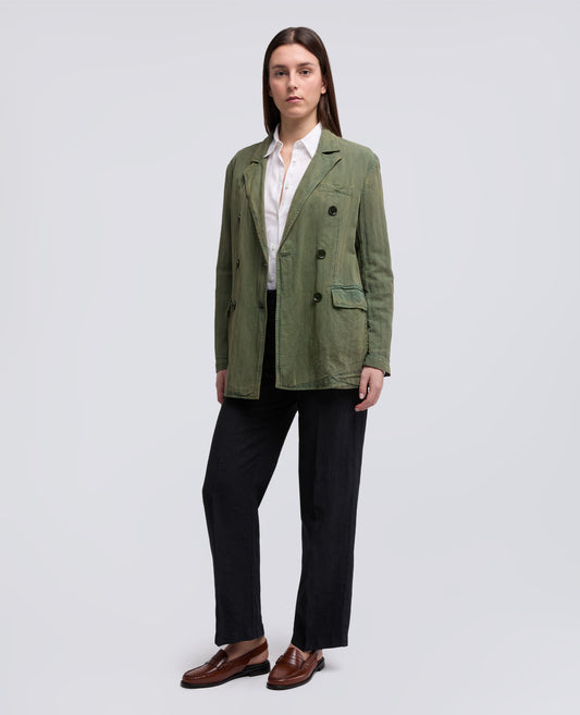 BLAZER IN HERRINGBONE LYOCELL, LINO E COTONE TINTO CAPO - VERDE - ASPESI