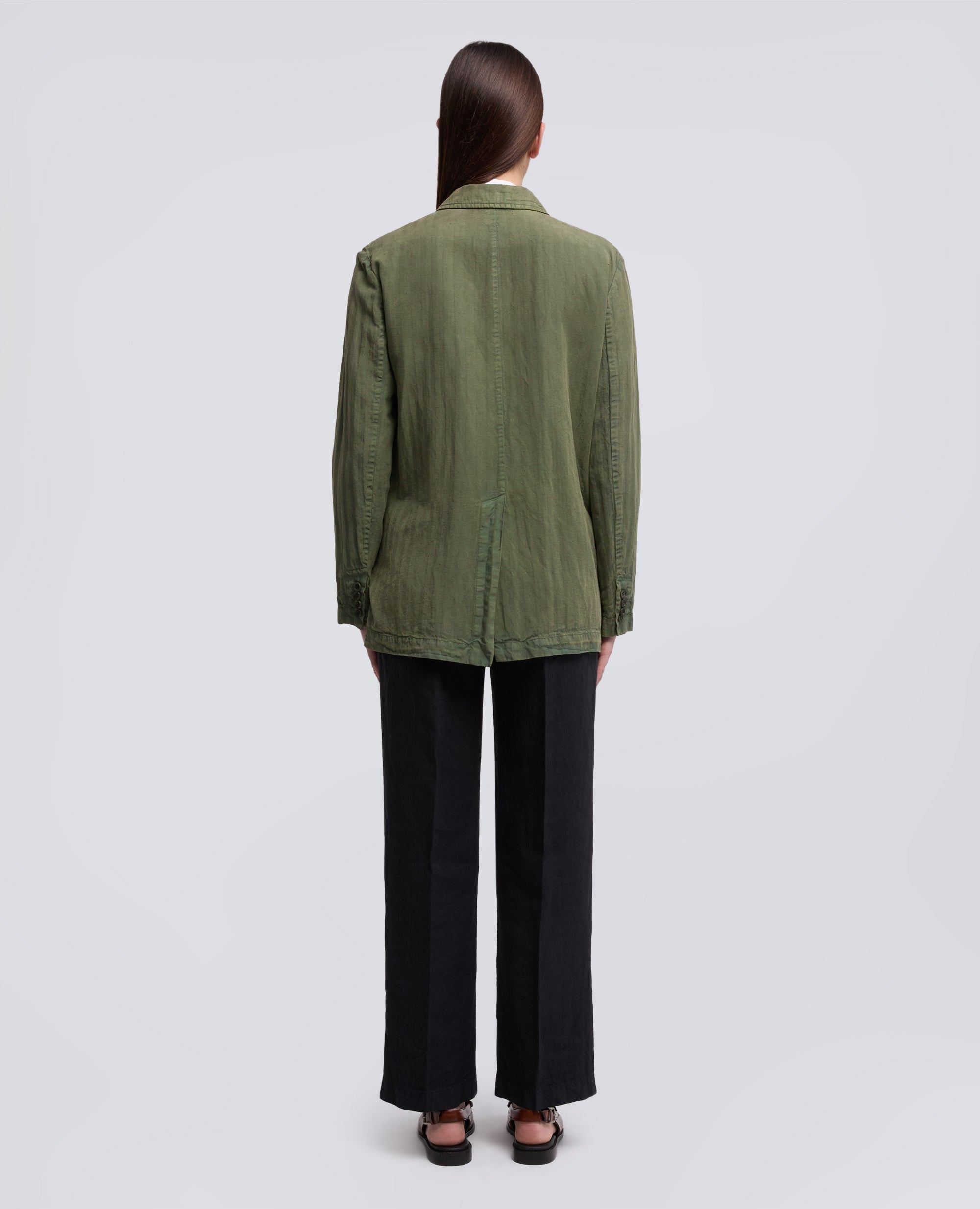 BLAZER IN HERRINGBONE LYOCELL, LINO E COTONE TINTO CAPO - VERDE - ASPESI