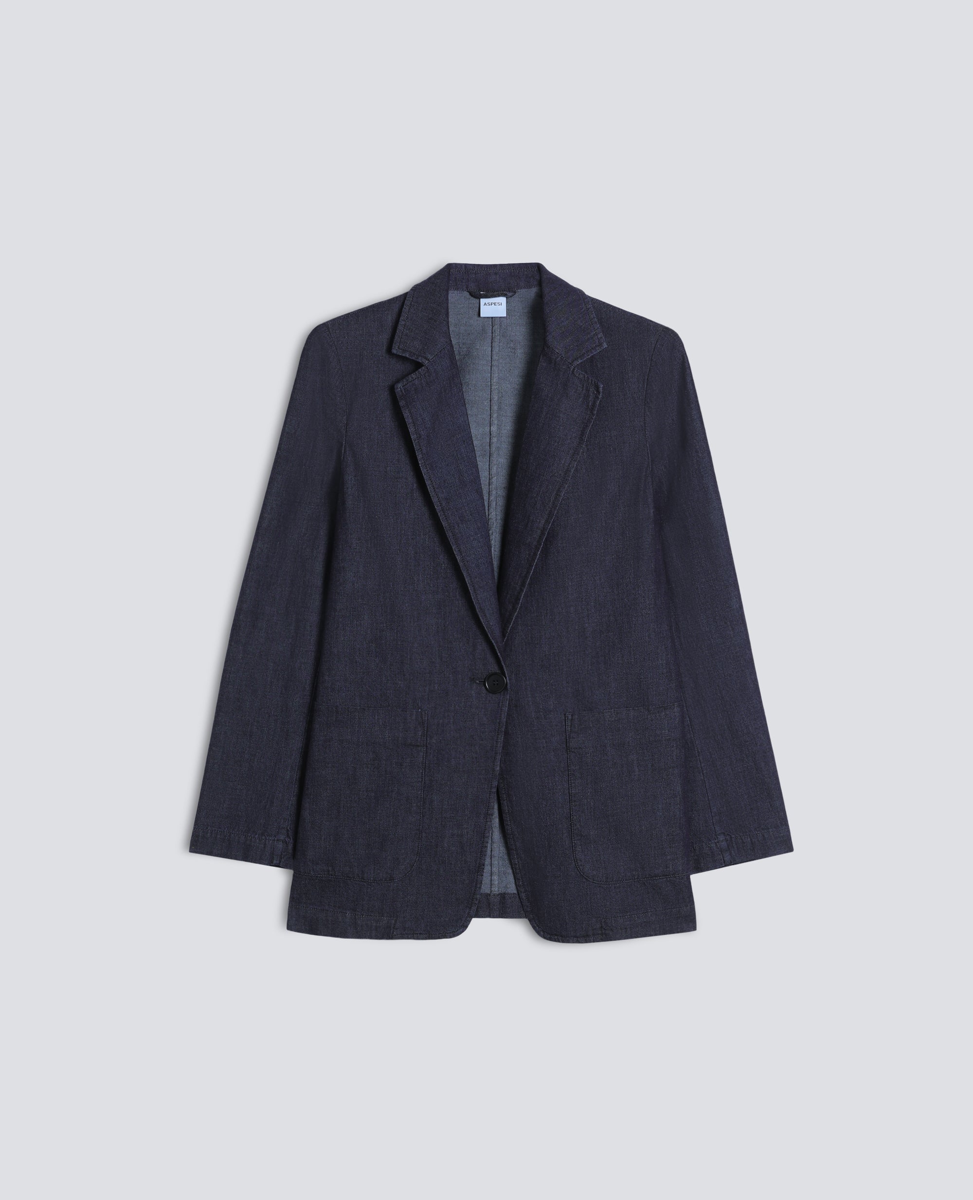 GIACCA MONOPETTO DECOSTRUITA IN DENIM DI COTONE LEGGERO - BLU - ASPESI