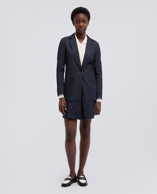 GIACCA MONOPETTO DECOSTRUITA IN DENIM DI COTONE LEGGERO - BLU - ASPESI