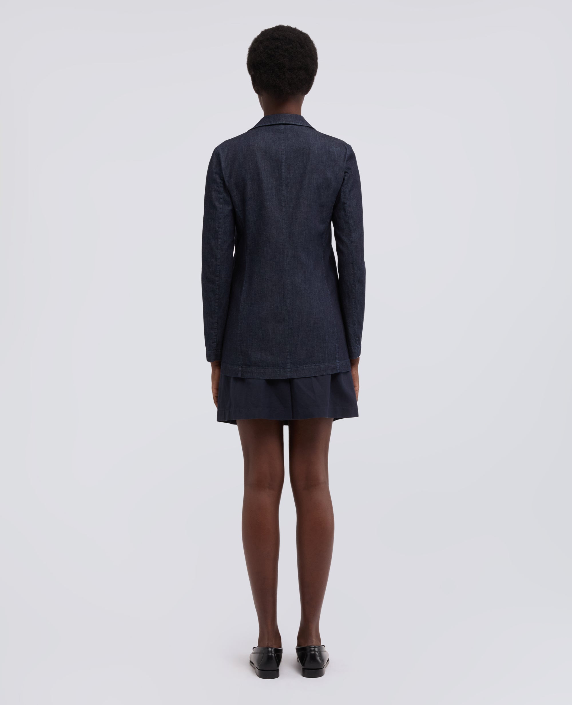 GIACCA MONOPETTO DECOSTRUITA IN DENIM DI COTONE LEGGERO - BLU - ASPESI