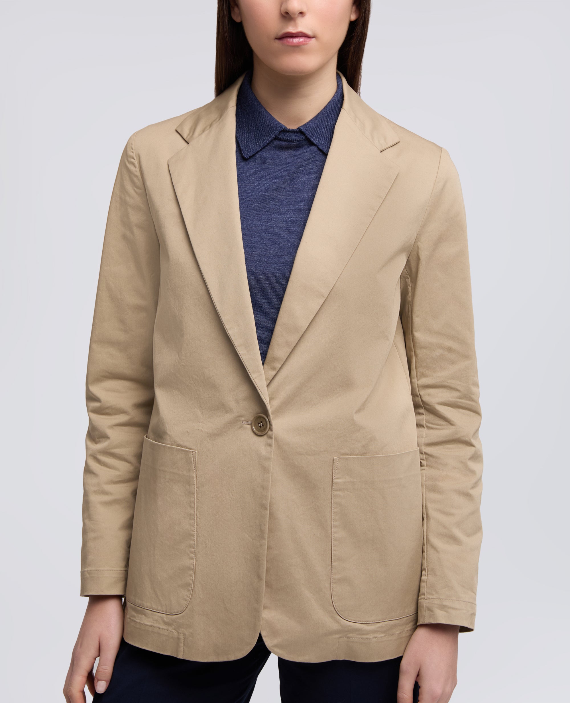 GIACCA MONOPETTO DECOSTRUITA IN TWILL DI COTONE STRETCH - BEIGE - ASPESI