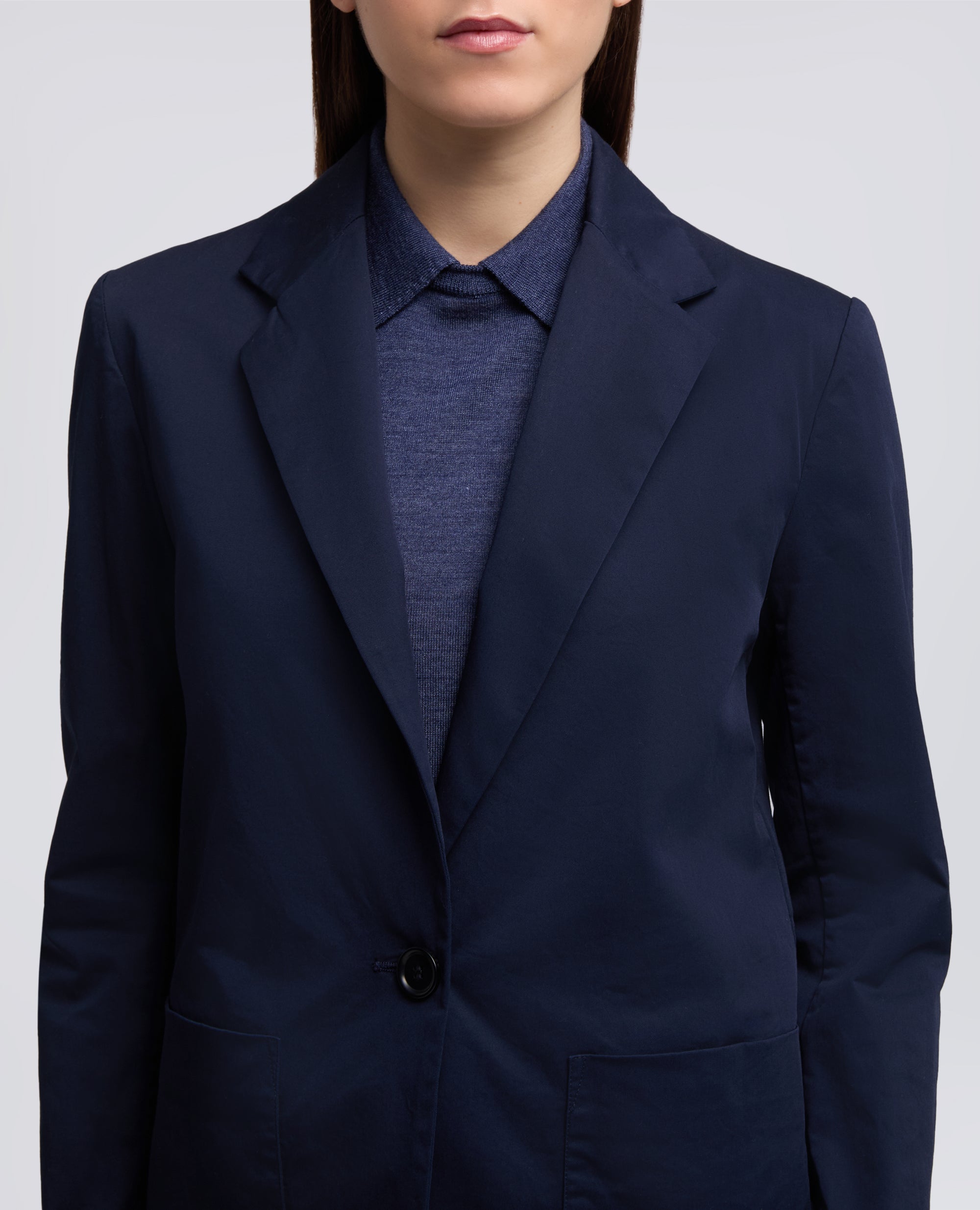 GIACCA MONOPETTO DECOSTRUITA IN TWILL DI COTONE STRETCH - BLU - ASPESI