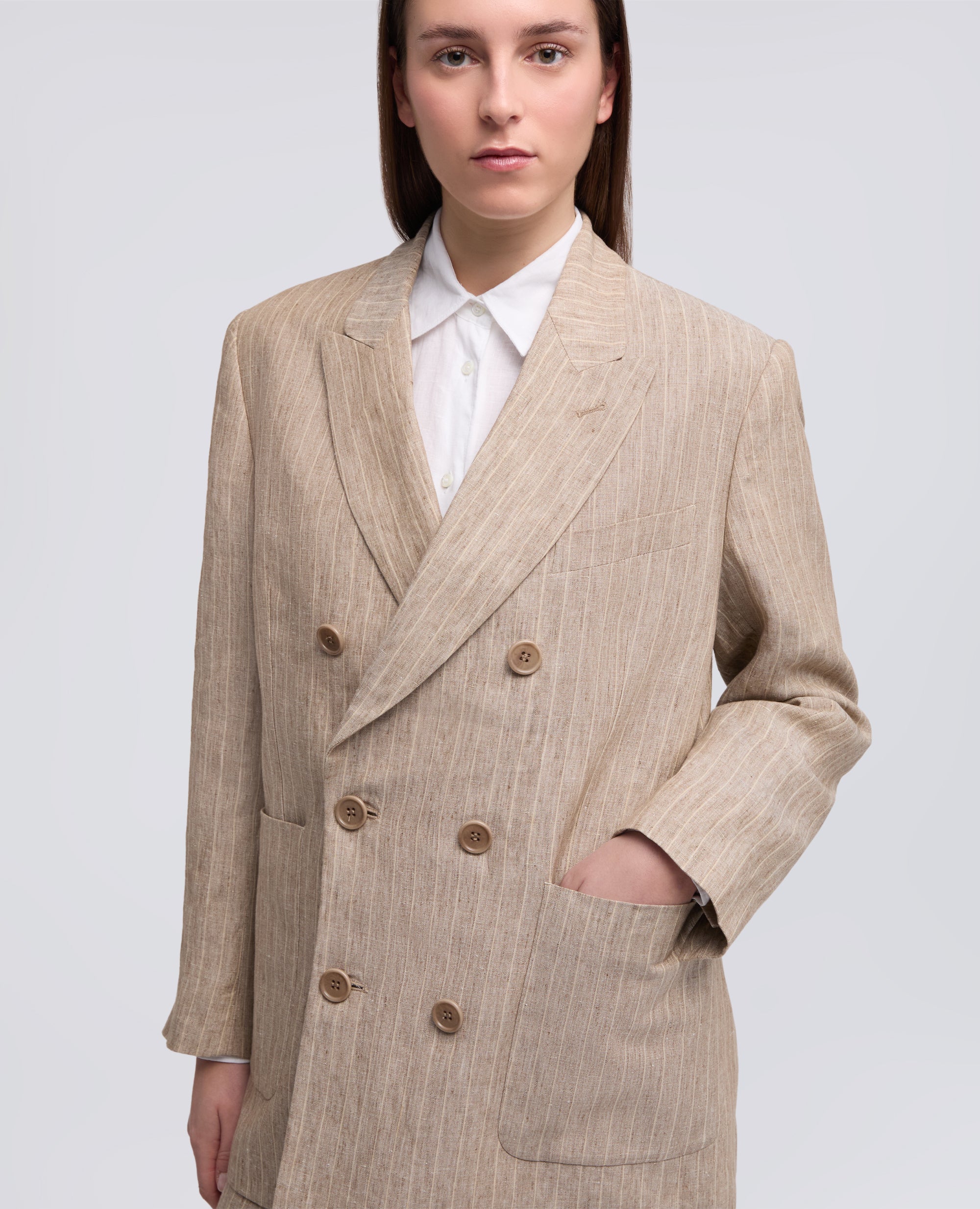 GIACCA UNISEX IN LINO TINTO FILO EFFETTO DELAVE' - BEIGE - ASPESI