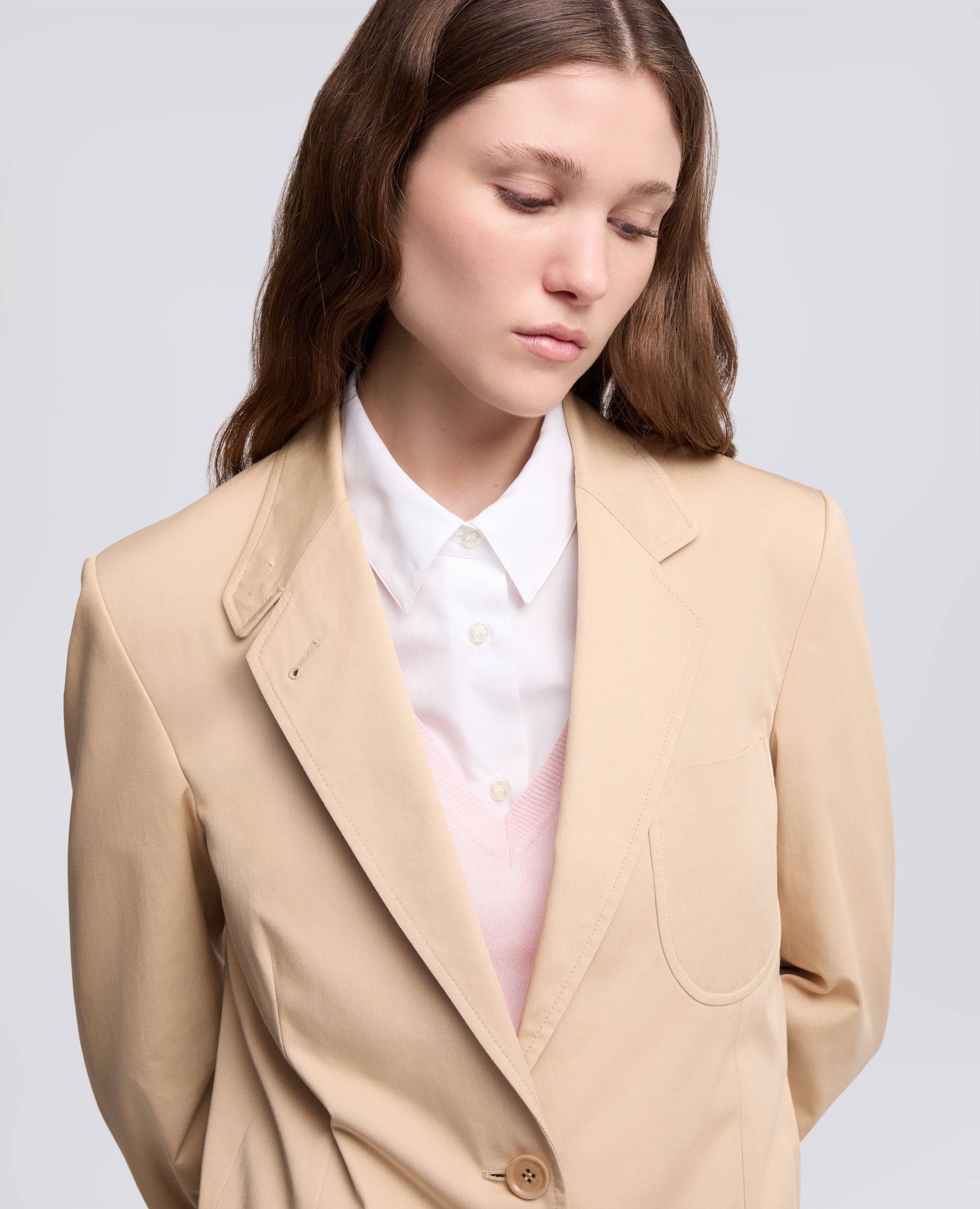 GIACCA MONOPETTO IN TWILL DI COTONE - BEIGE - ASPESI
