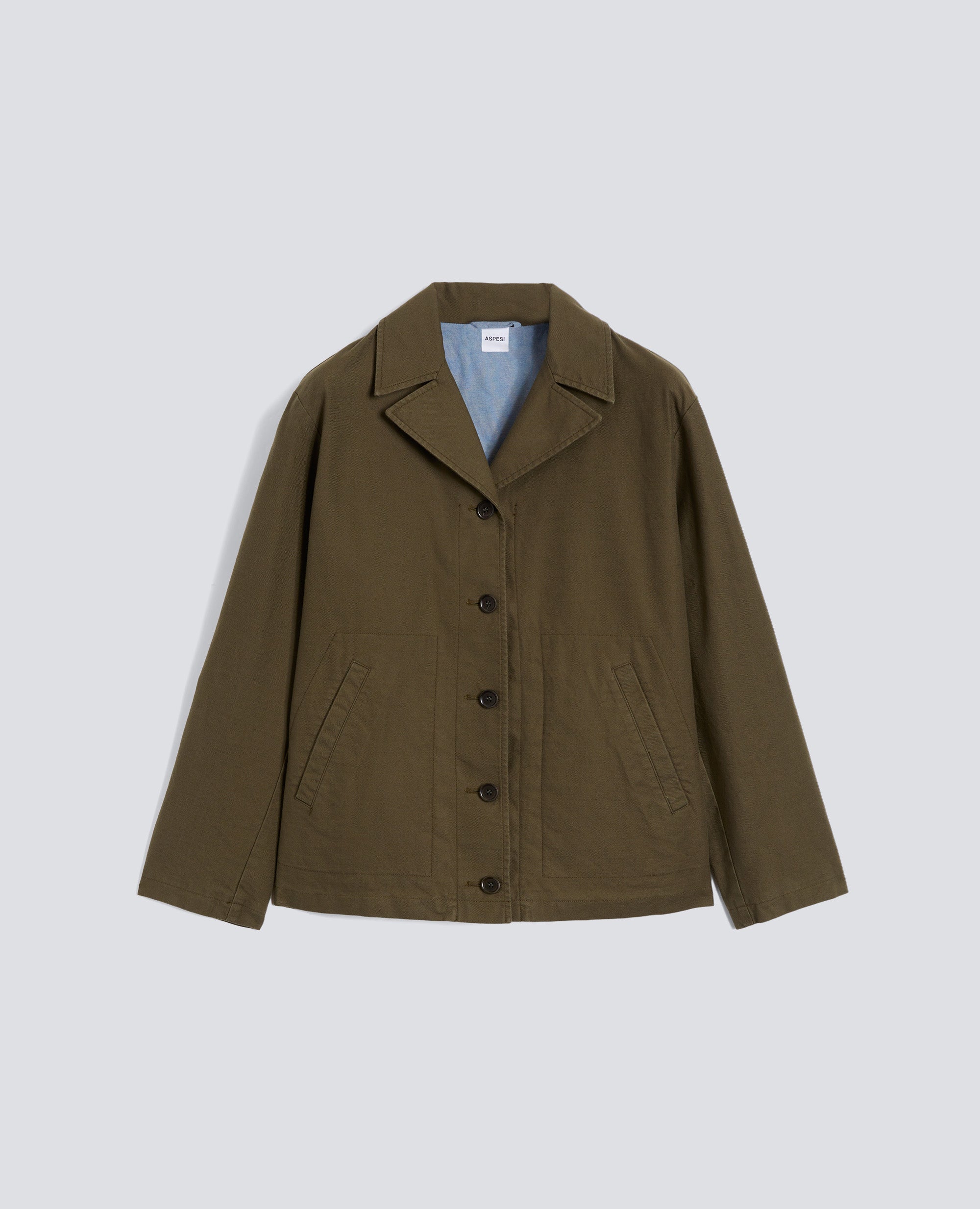 GIACCA IN GABARDINE DI COTONE COMPATTO LAVATO - VERDE - ASPESI