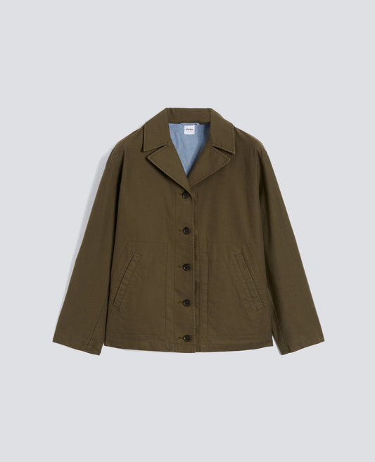 GIACCA IN GABARDINE DI COTONE COMPATTO LAVATO - VERDE - ASPESI