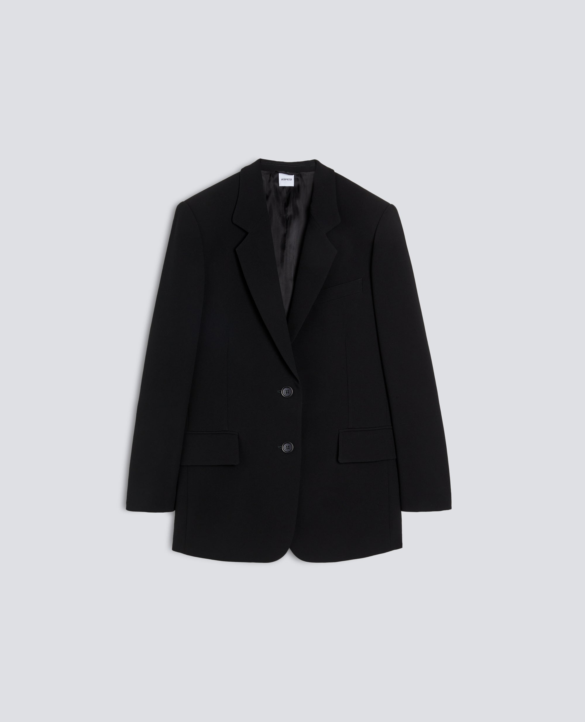 GIACCA MONOPETTO IN CADY CREPE IN TRIACETATO E POLIESTERE - NERO - ASPESI