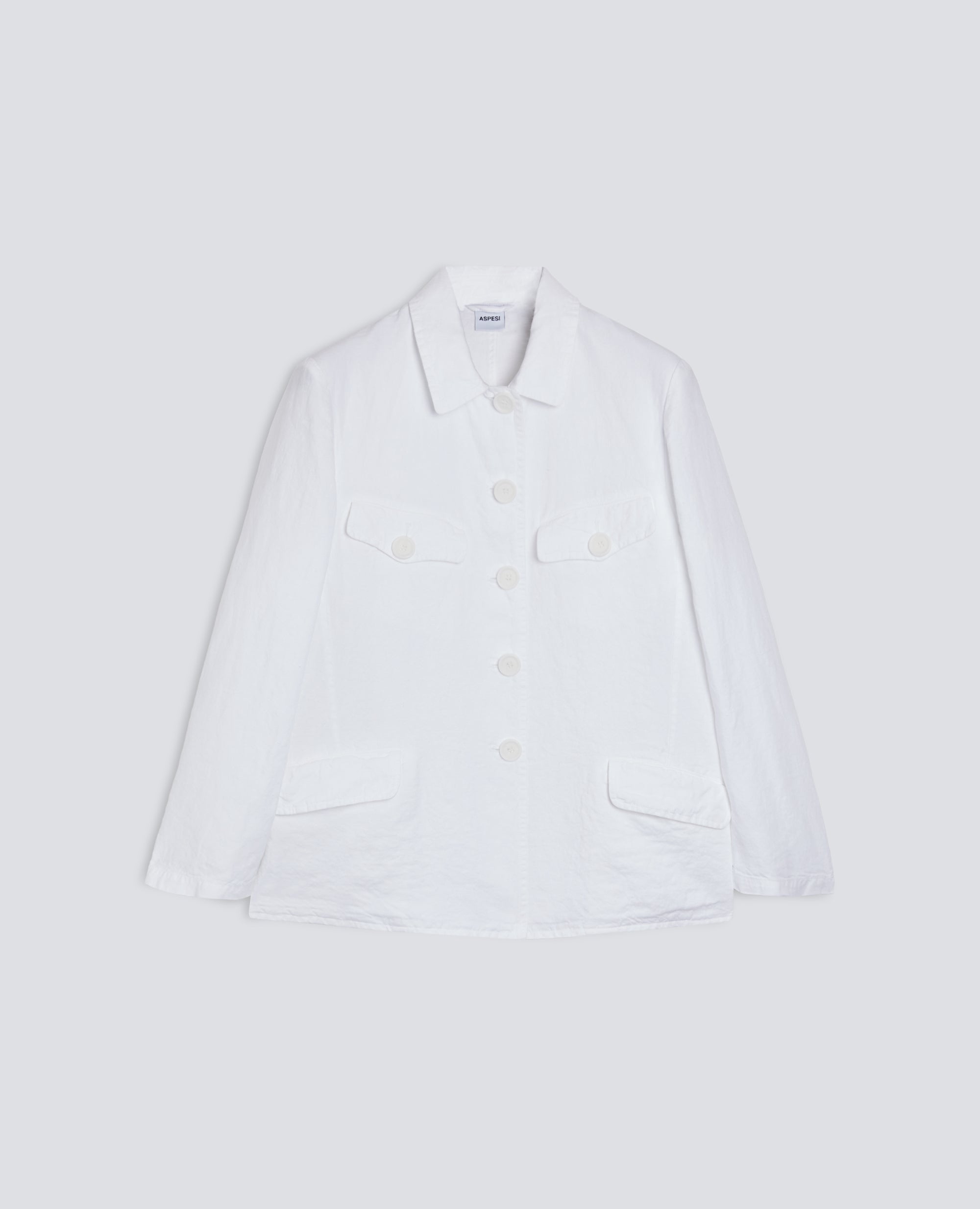 VESTE SIMPLE BOUTONNAGE EN LIN SLUB TEINT ALA TEINTE - BIANCO - ASPESI