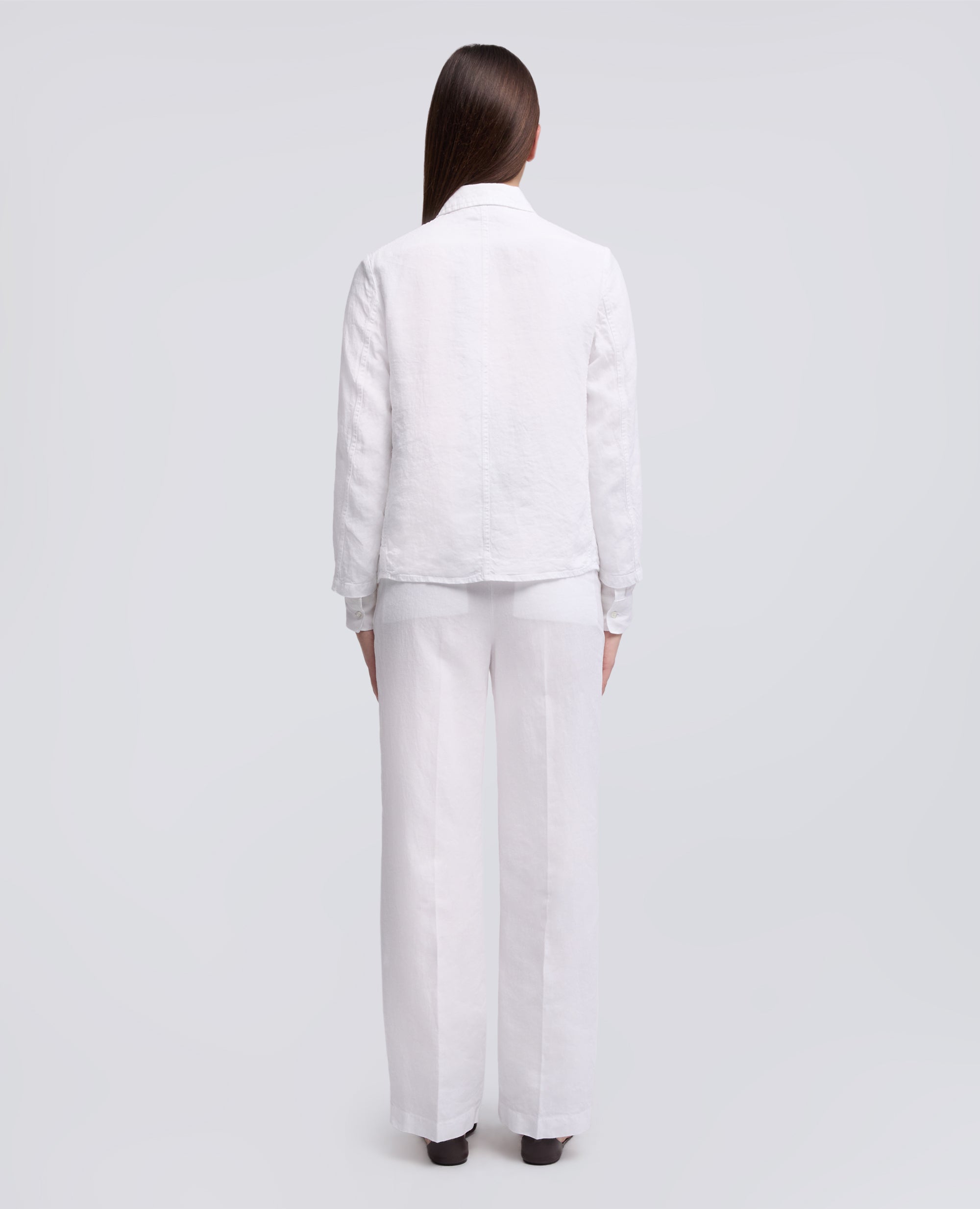 VESTE SIMPLE BOUTONNAGE EN LIN SLUB TEINT ALA TEINTE - BIANCO - ASPESI