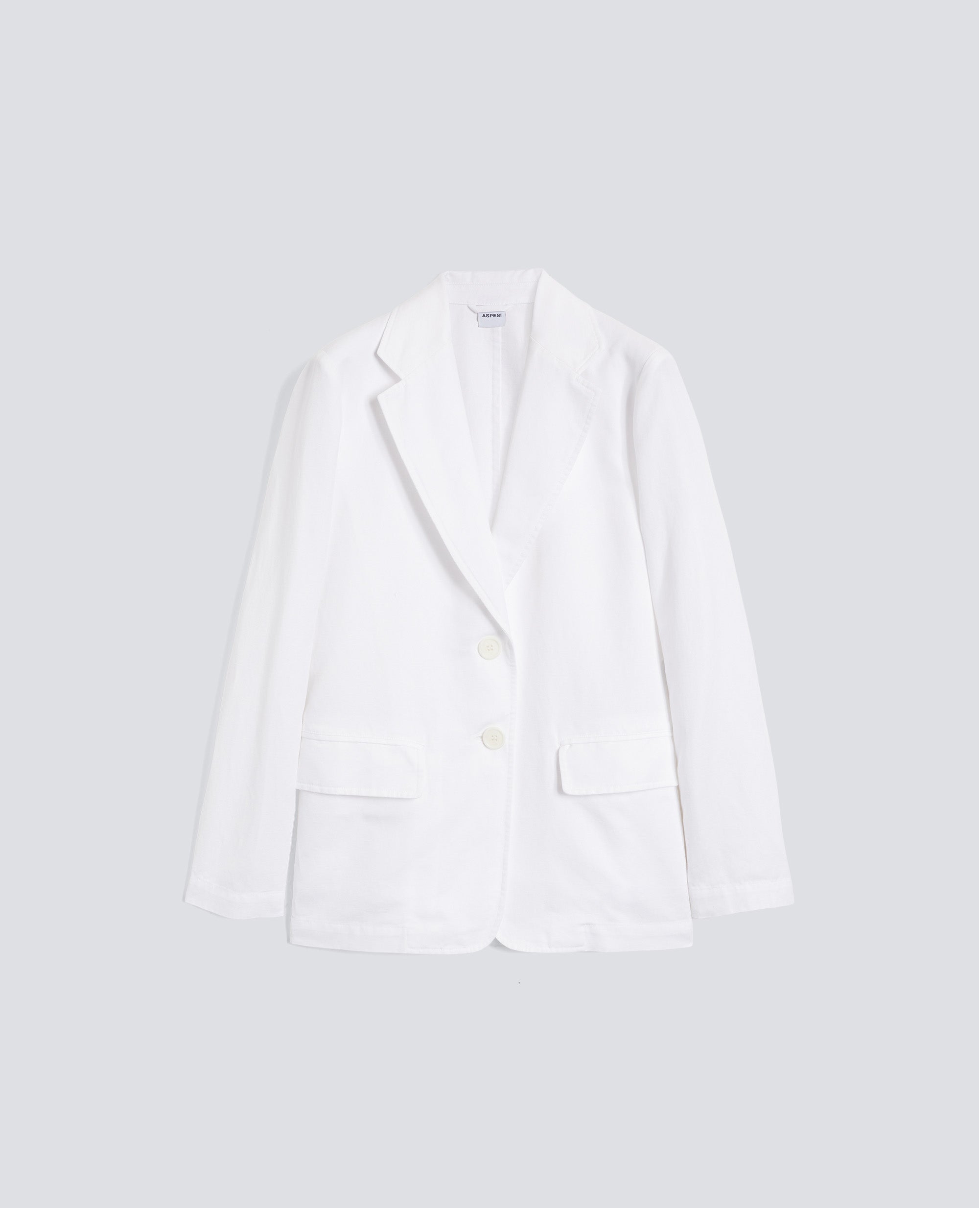 GIACCA MONOPETTO DECOSTRUITA IN GABARDINA COTONE E LINO TINTO CAPO - BIANCO - ASPESI