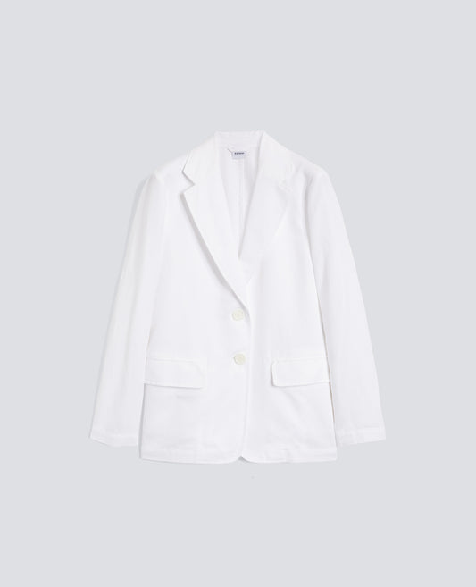 GIACCA MONOPETTO DECOSTRUITA IN GABARDINA COTONE E LINO TINTO CAPO - BIANCO - ASPESI