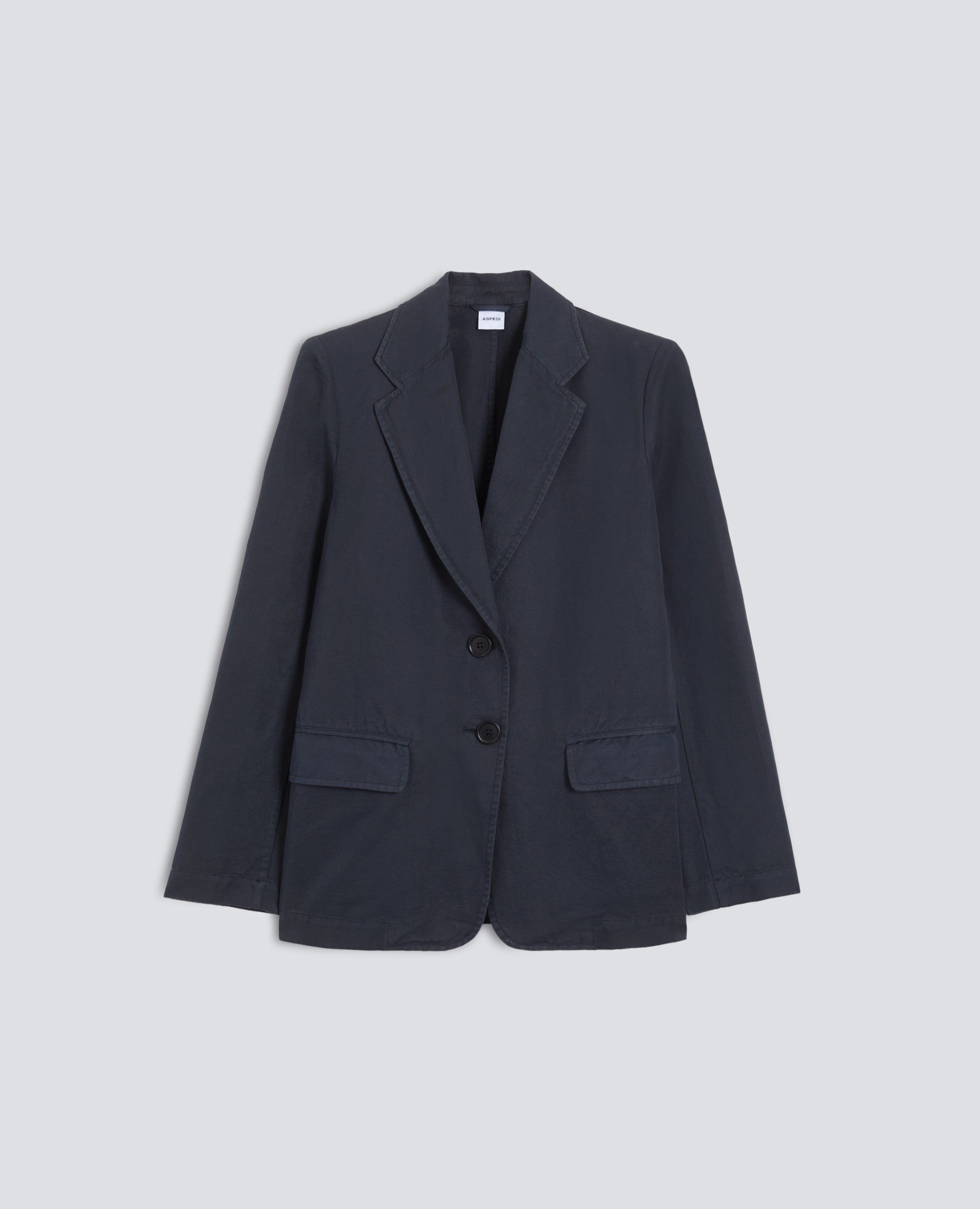 GIACCA MONOPETTO DECOSTRUITA IN GABARDINA COTONE E LINO TINTO CAPO - BLU - ASPESI