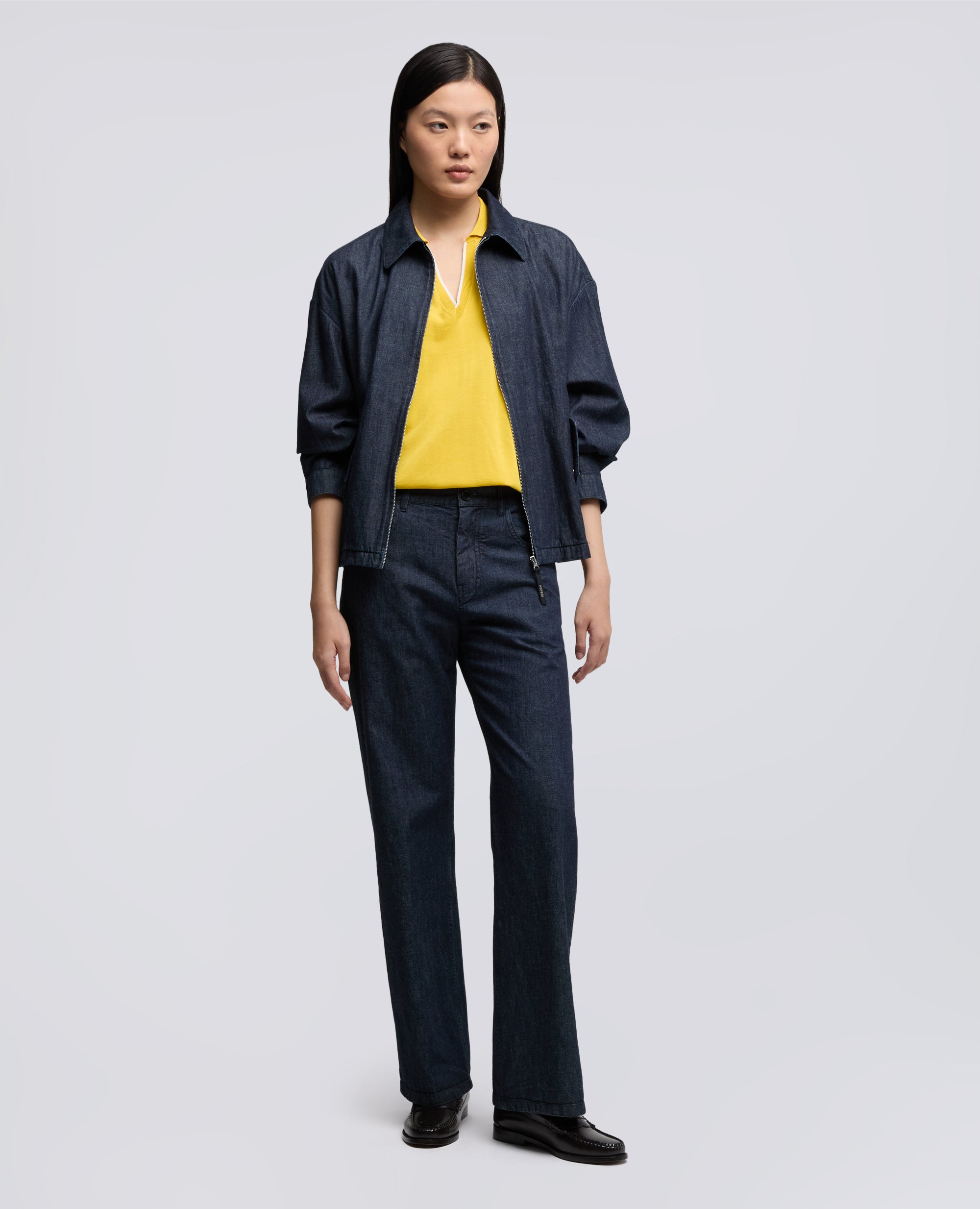 GIUBBOTTO IN DENIM DI COTONE LEGGERO - BLU - ASPESI