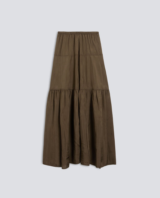 GONNA LUNGA IN TWILL DI VISCOSA - VERDE - ASPESI