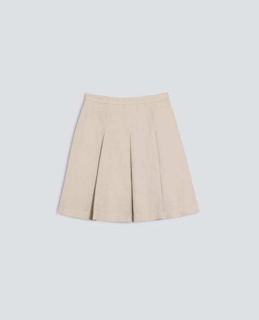 GONNA IN GABARDINE DI COTONE E LINO TINTO CAPO - BEIGE - ASPESI